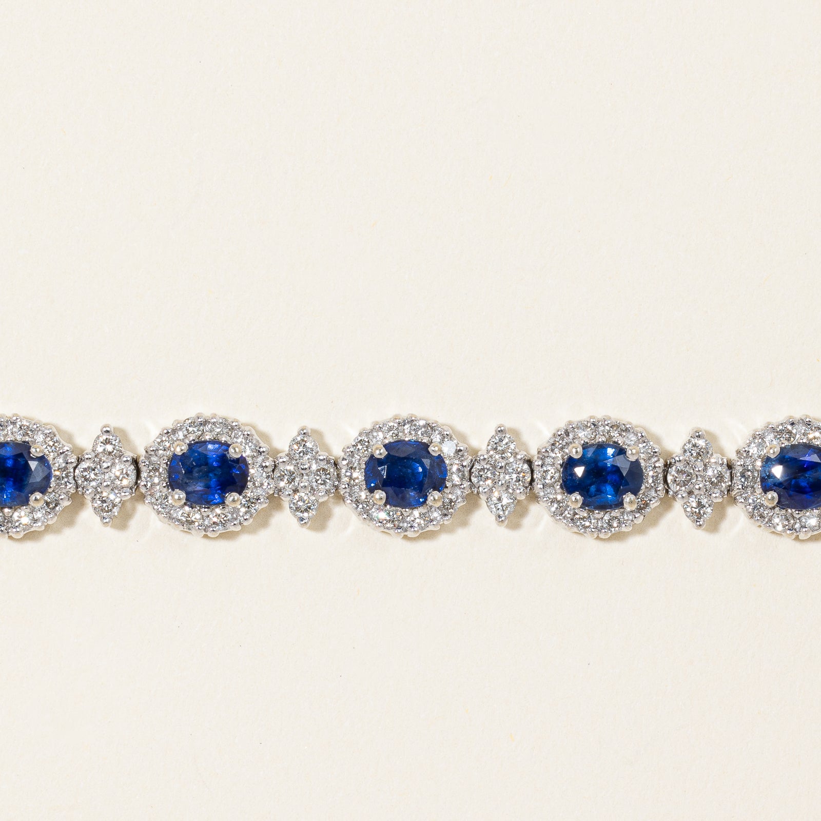 Sapphire & Diamond Halo Tennis Bracelet | 5.25ctw, 2.58ctw | 7" |