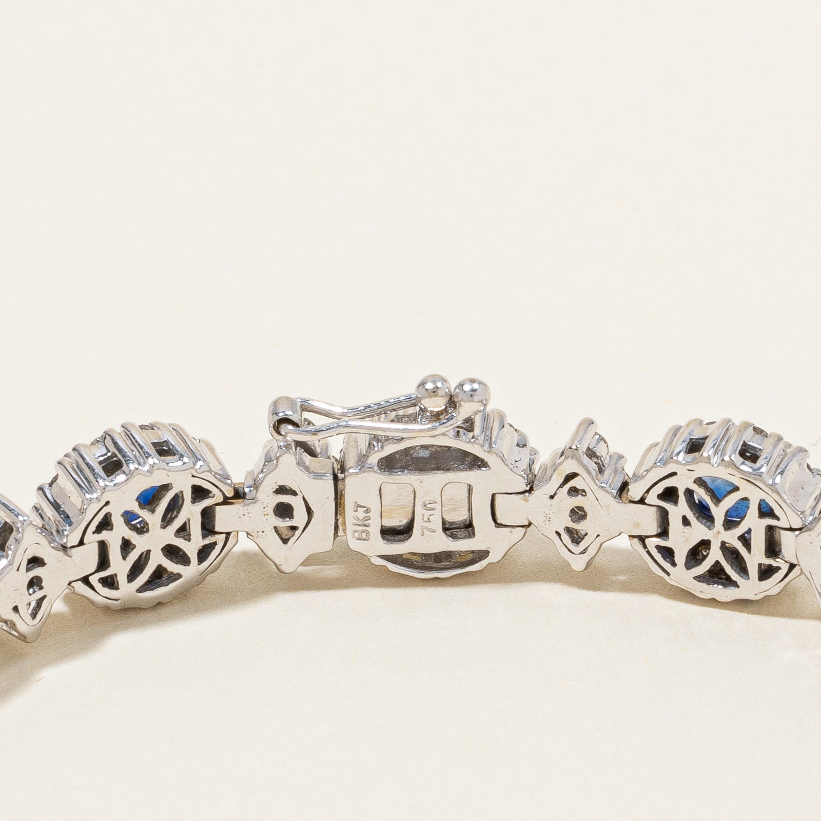 Sapphire & Diamond Halo Tennis Bracelet | 5.25ctw, 2.58ctw | 7" |