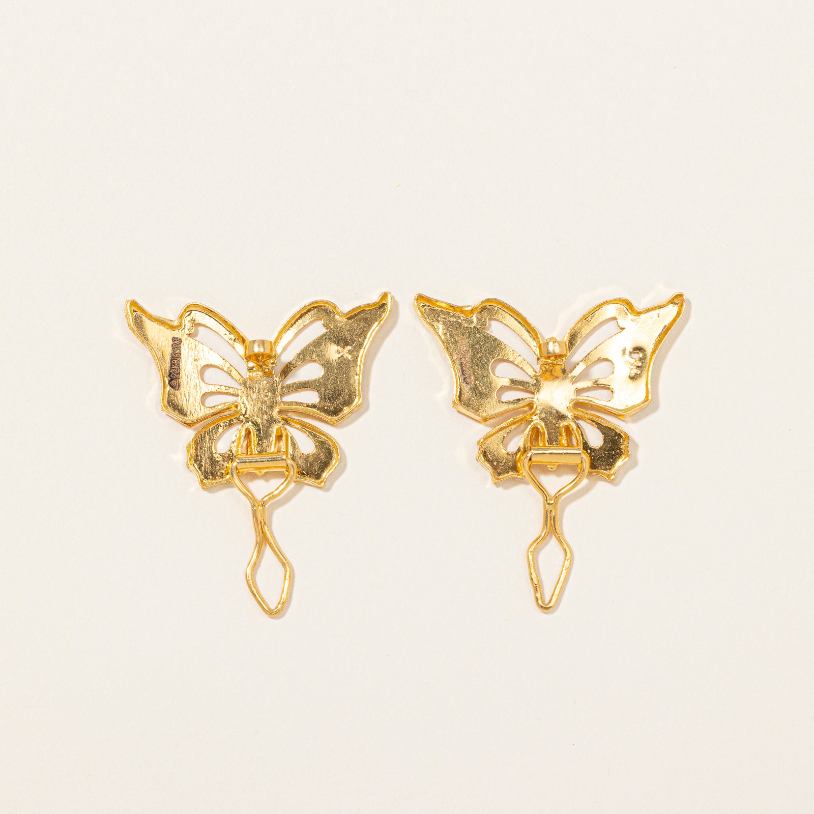 Barrettes papillon en or jaune 22 carats