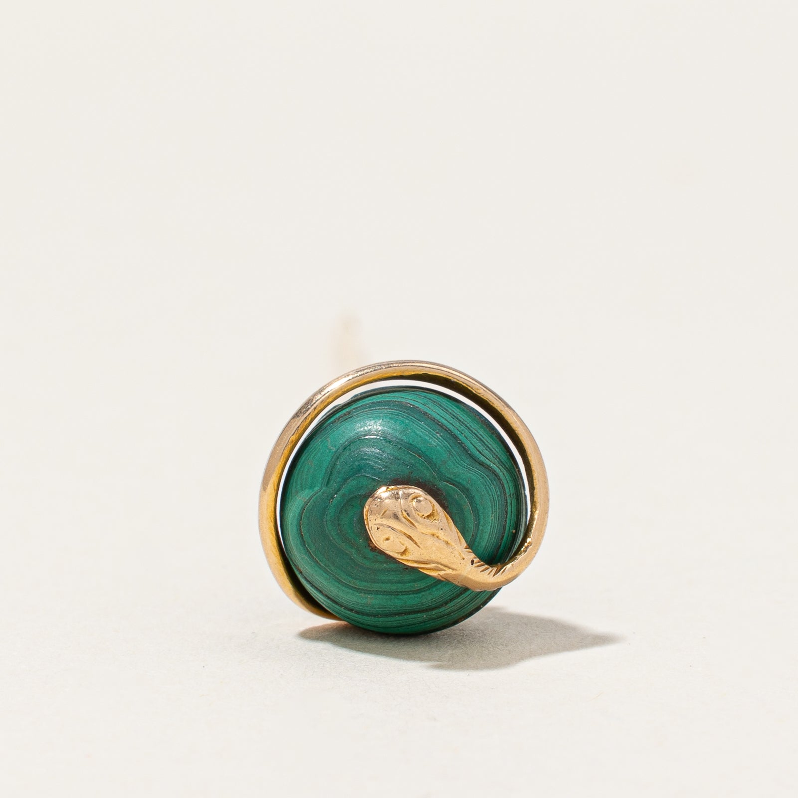 Broche serpent vintage en malachite