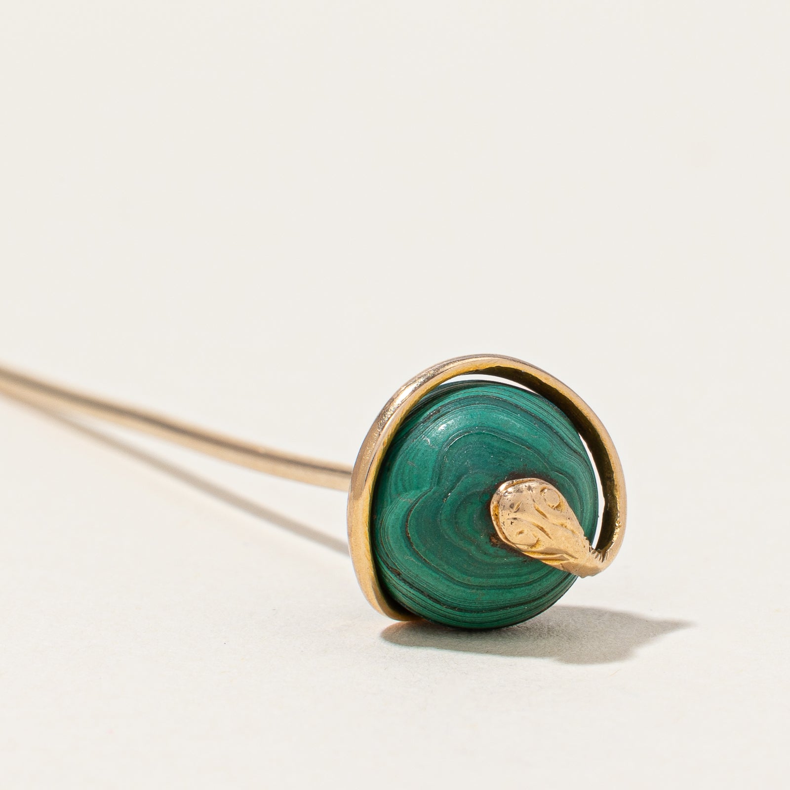 Broche serpent vintage en malachite