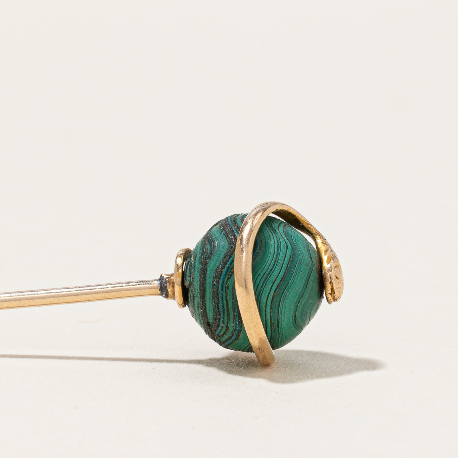 Broche serpent vintage en malachite