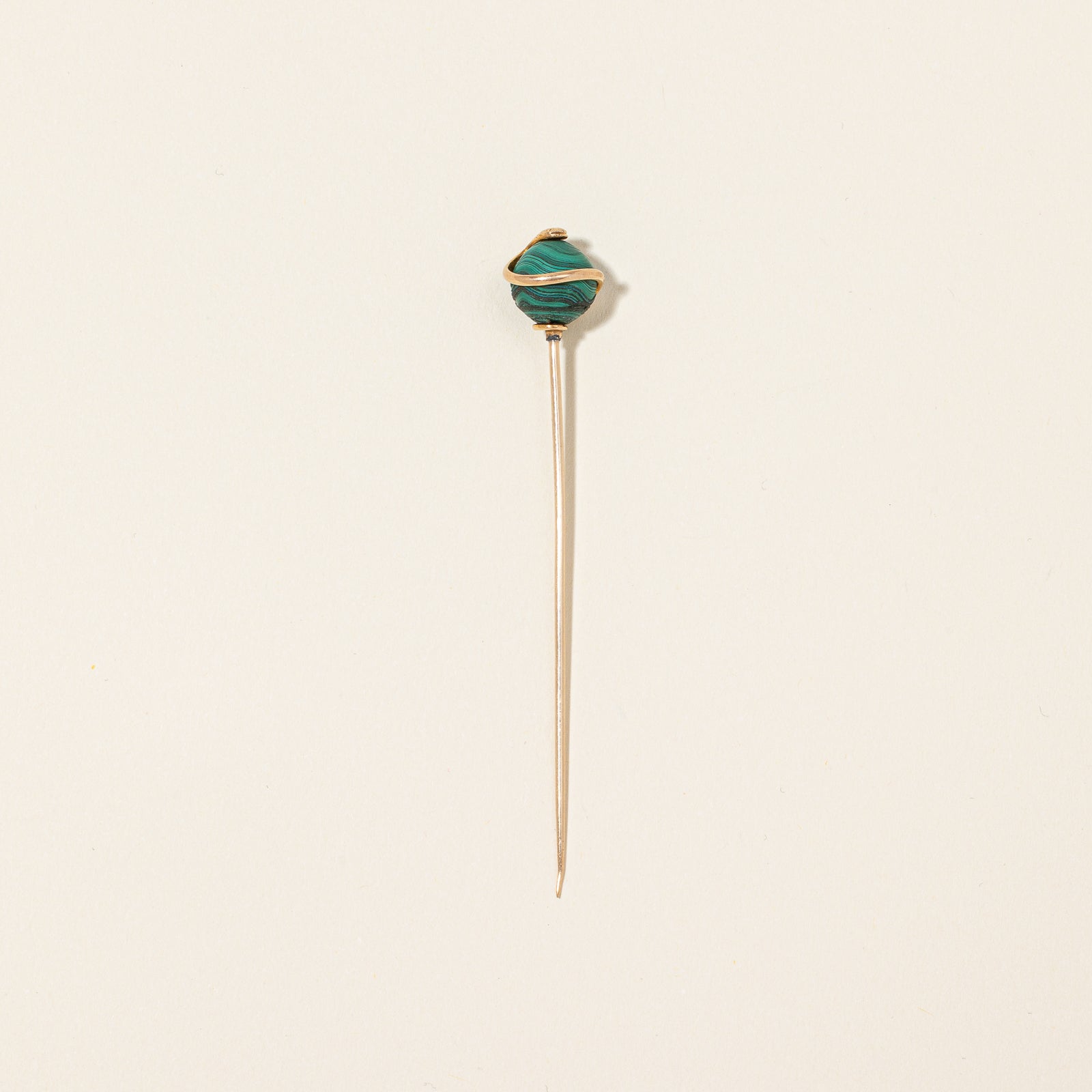 Broche serpent vintage en malachite