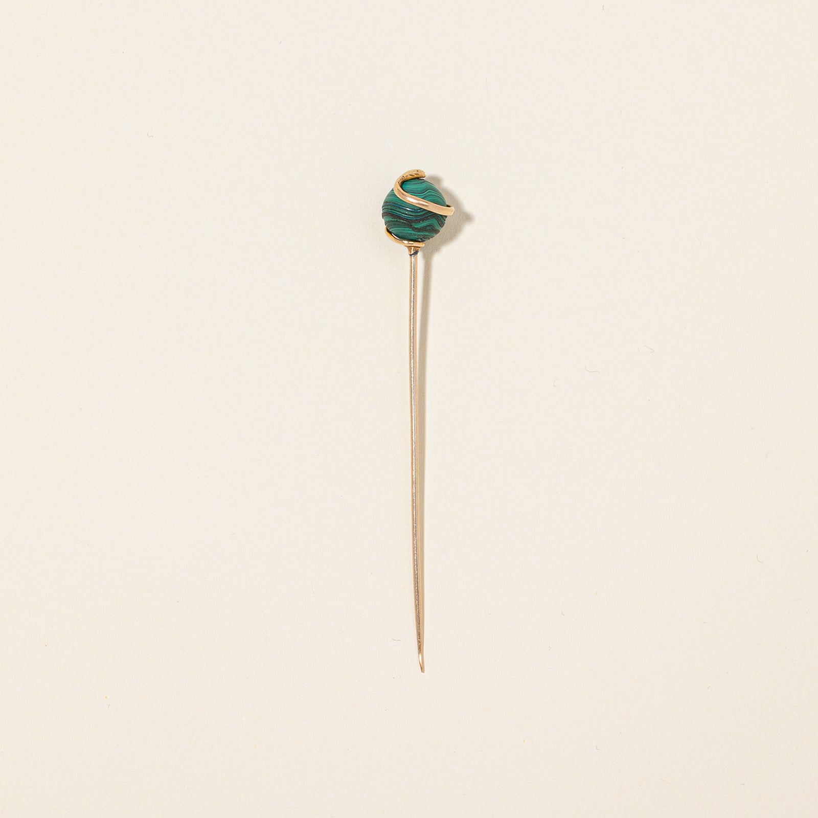 Broche serpent vintage en malachite