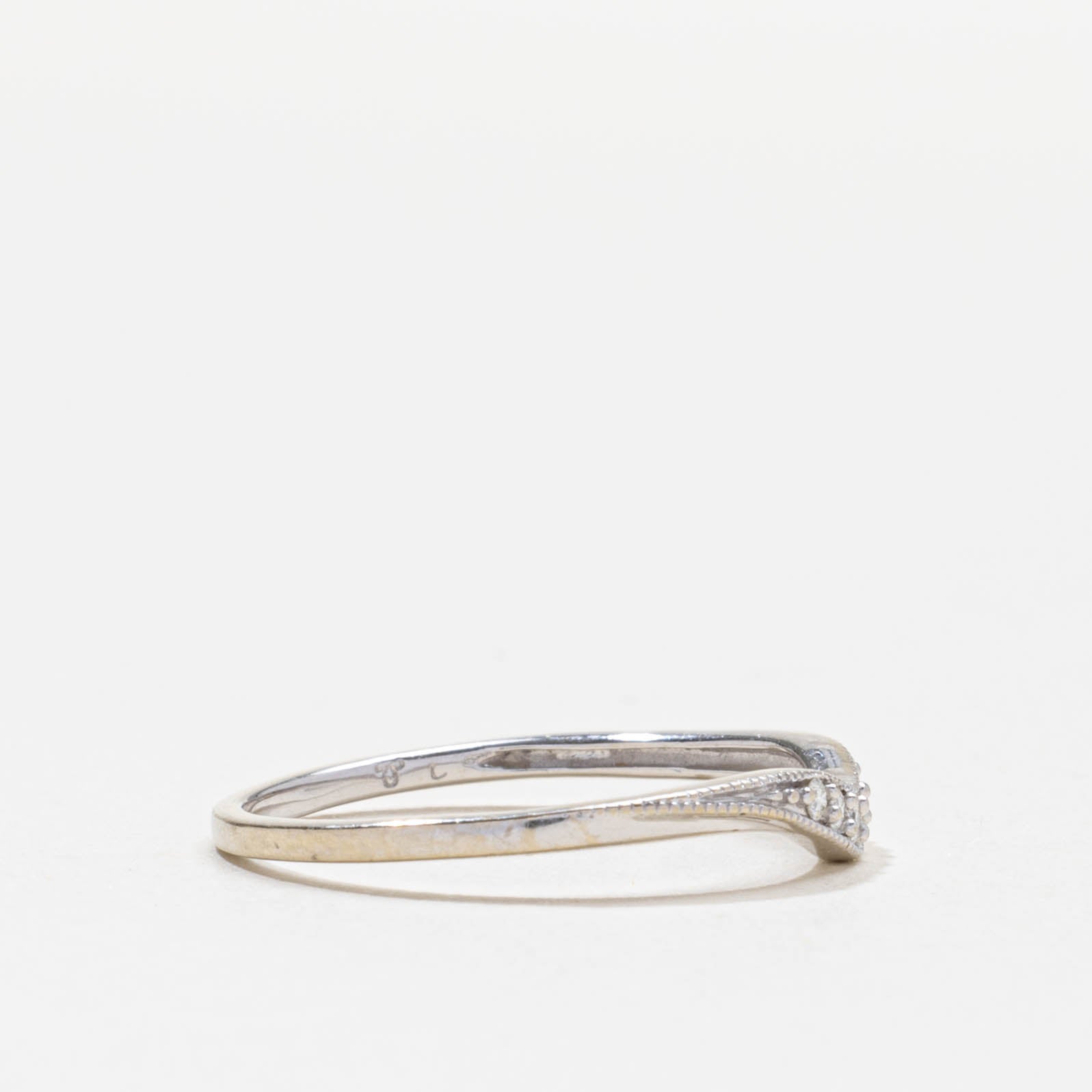 Bague en diamant à chevrons et perles fines | 0,07 ct | Taille 6,5