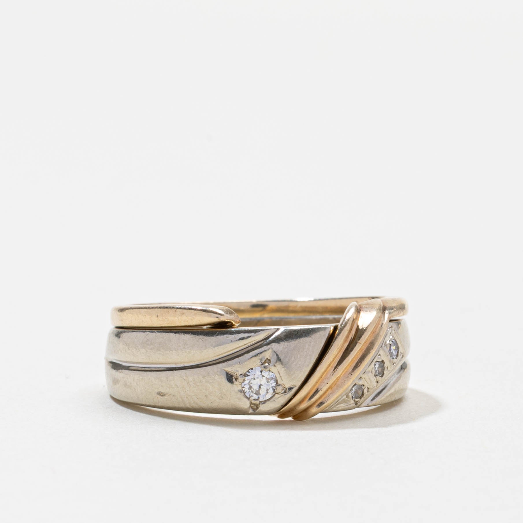 Bague bicolore avec diamant d'accent | 0,1 ct | Taille 9,25