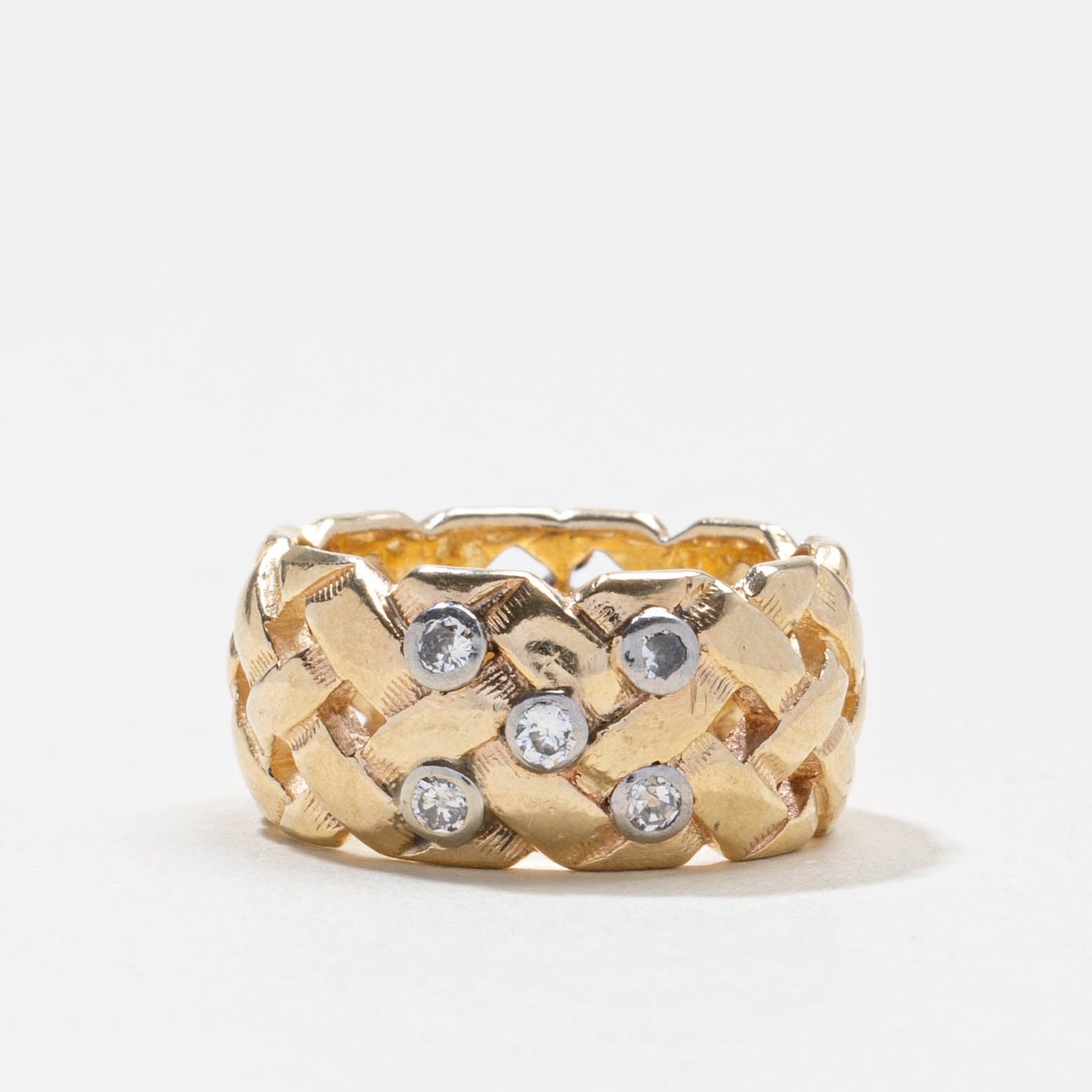 Scattered Diamond Woven Band | 0.1ctw | 8.95mm | SZ 4.25