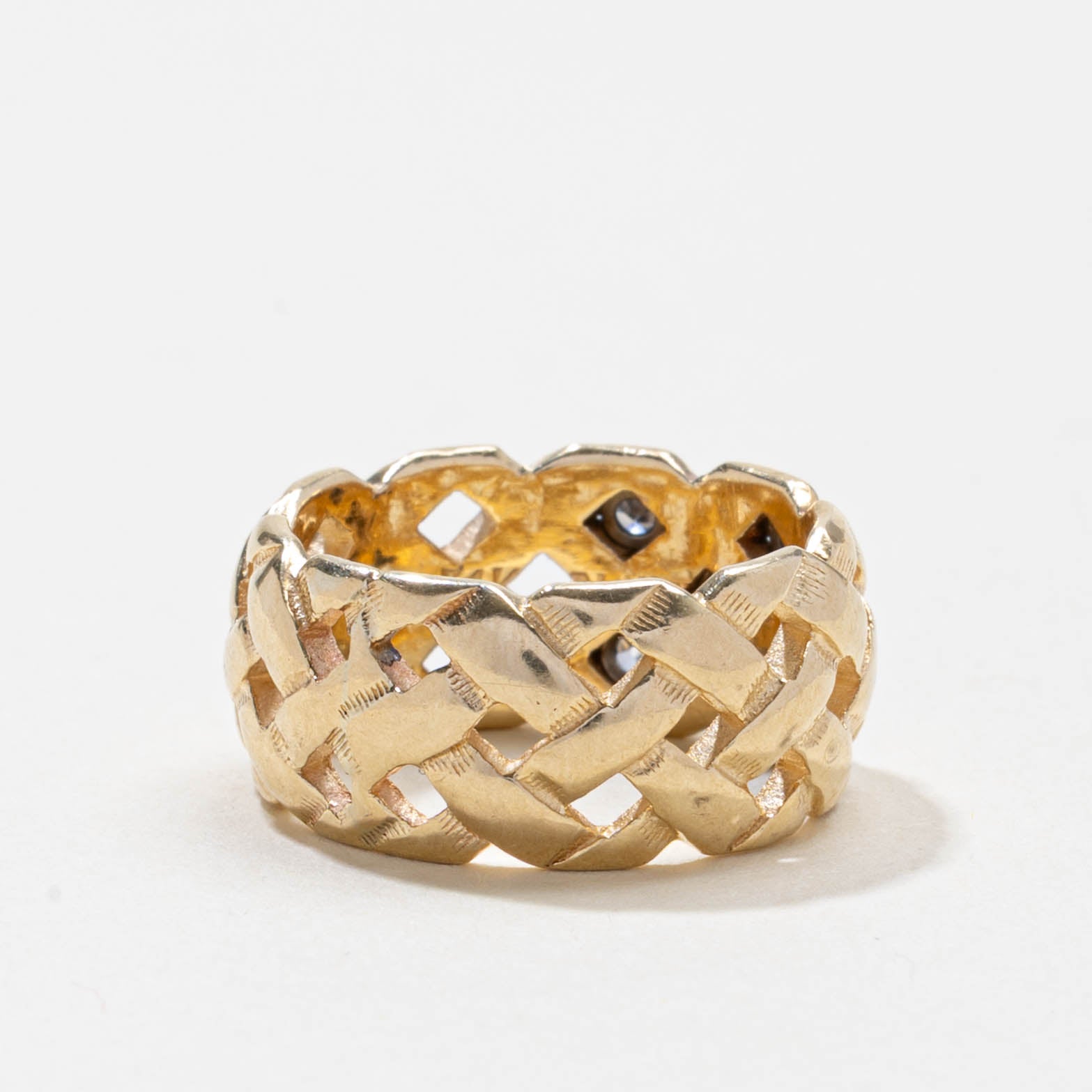 Bague tressée sertie de diamants | 0,1 ct | 8,95 mm | Taille 4,25