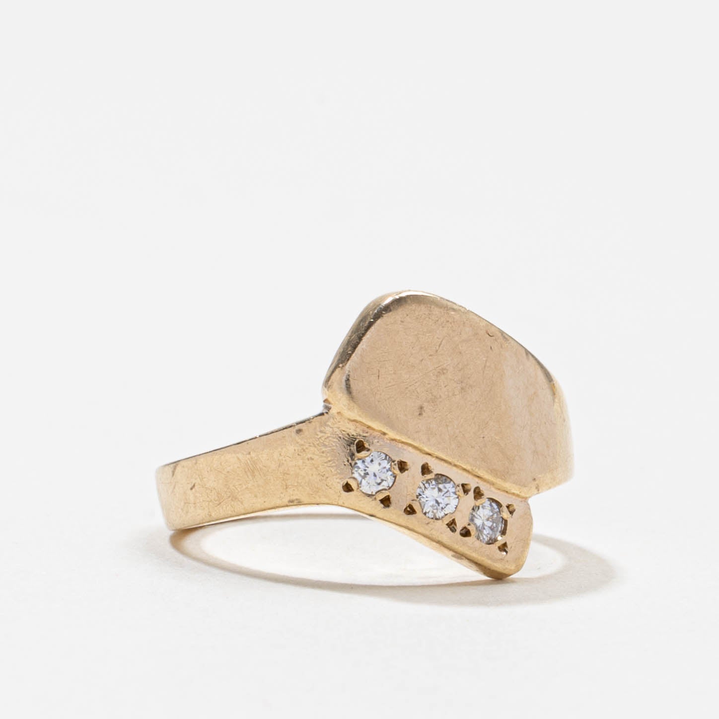 Bague abstraite années 70 sertie de diamants | 0,09 ct | Taille 4,75