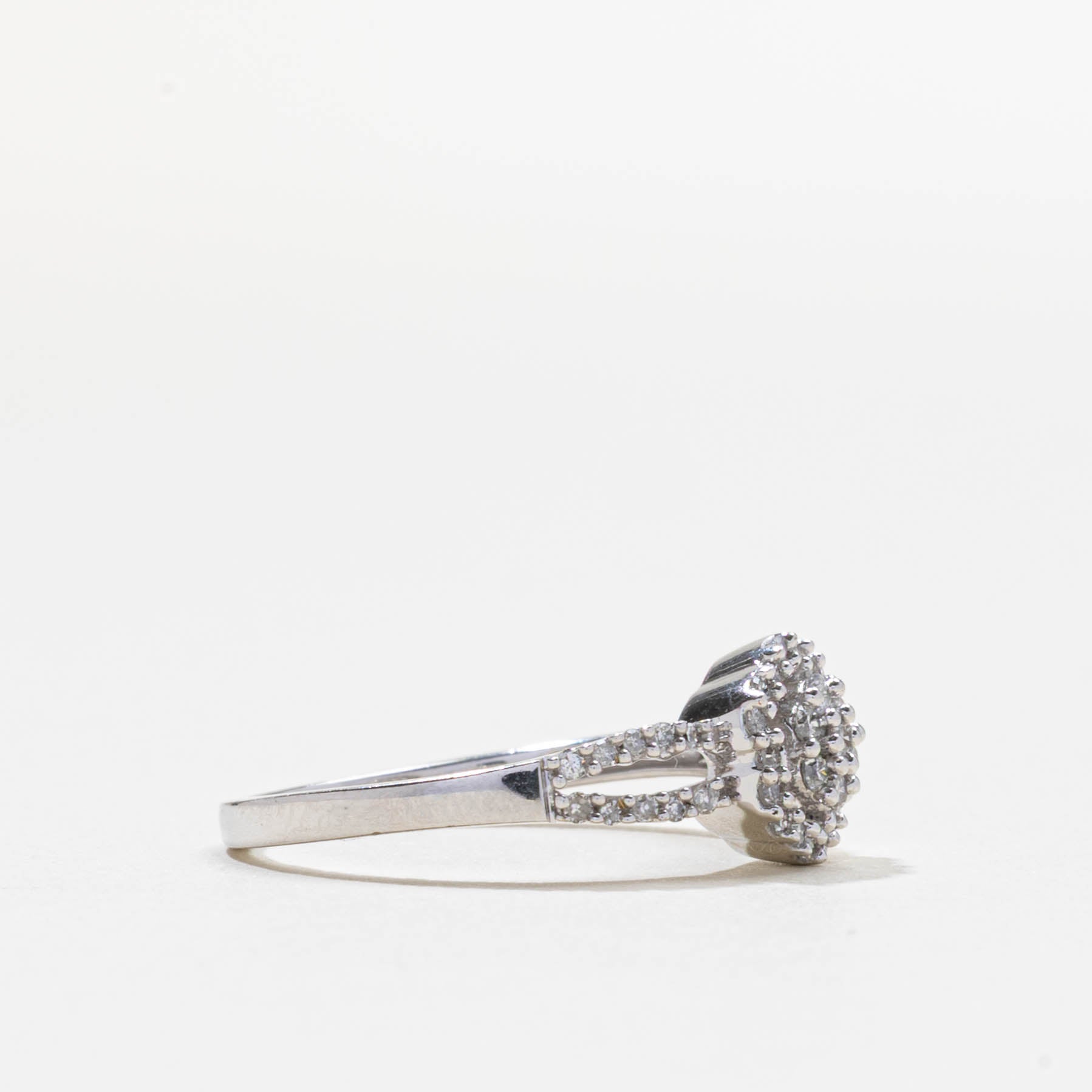 Diamond Floral Cluster Open Shank Ring | 0.22ctw | SZ 7.0