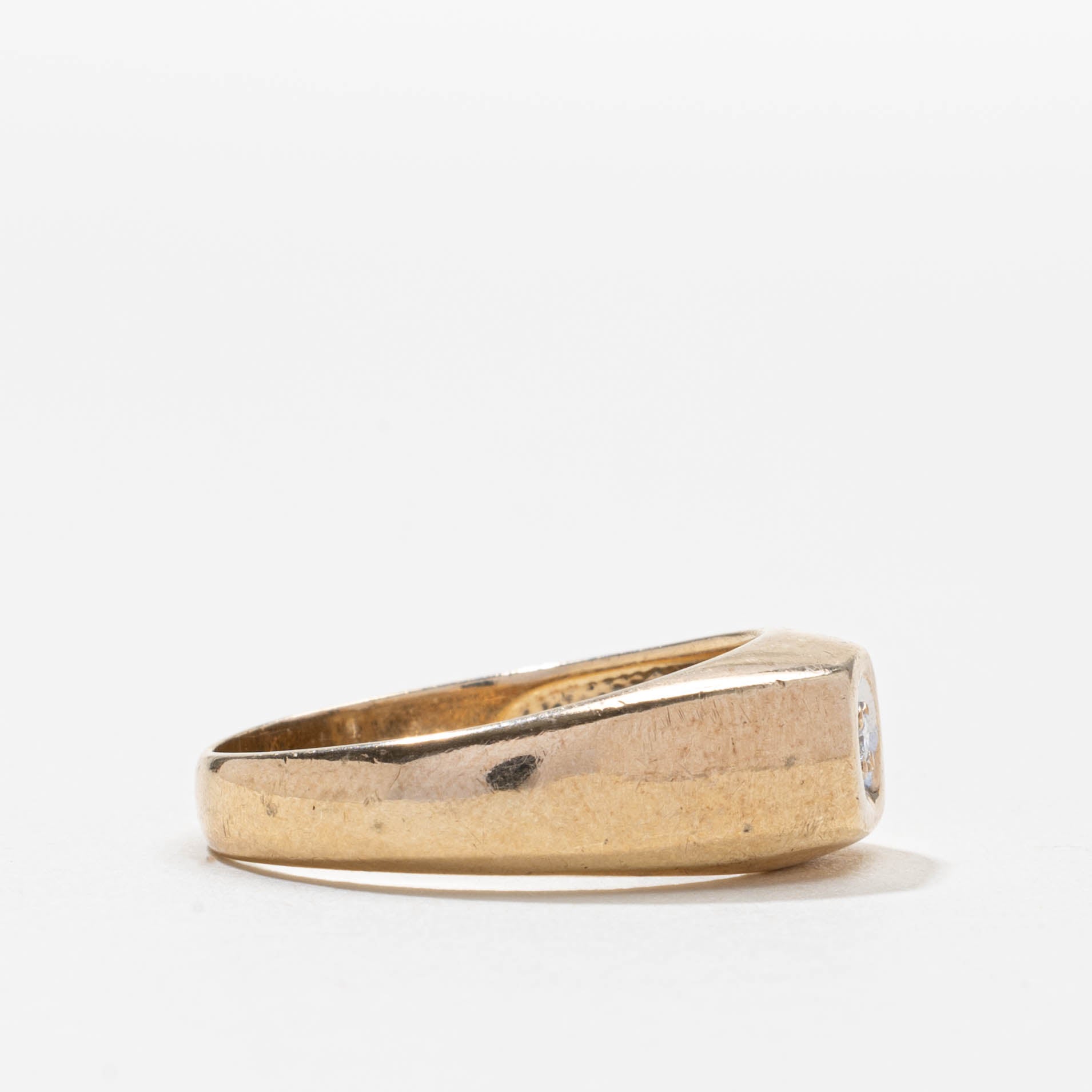 Bague en or 10 carats sertie d'un diamant | 0,04 ct | Taille 11,5