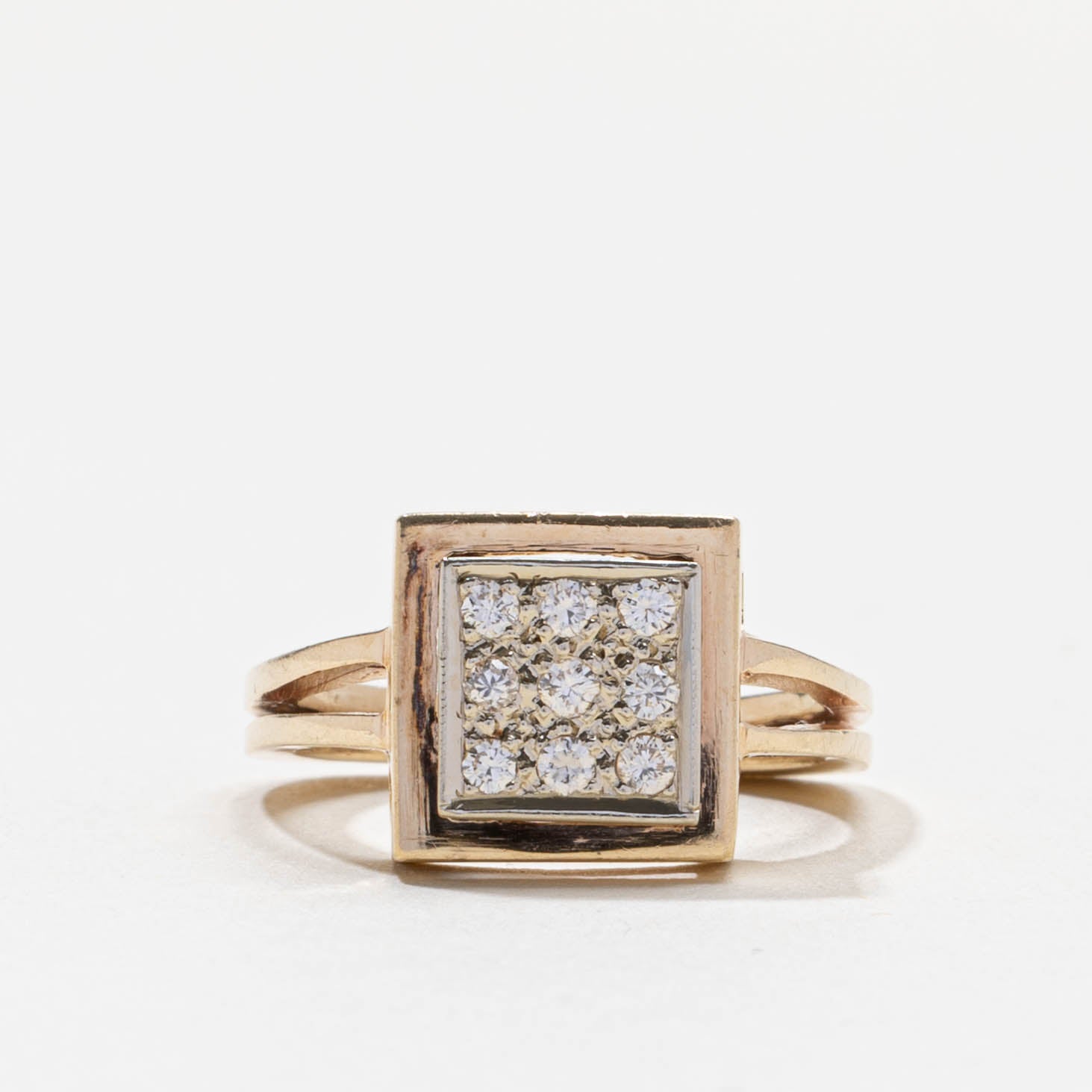 Diamond Square Grid Open Shank Ring | 0.23ctw | SZ 5.75