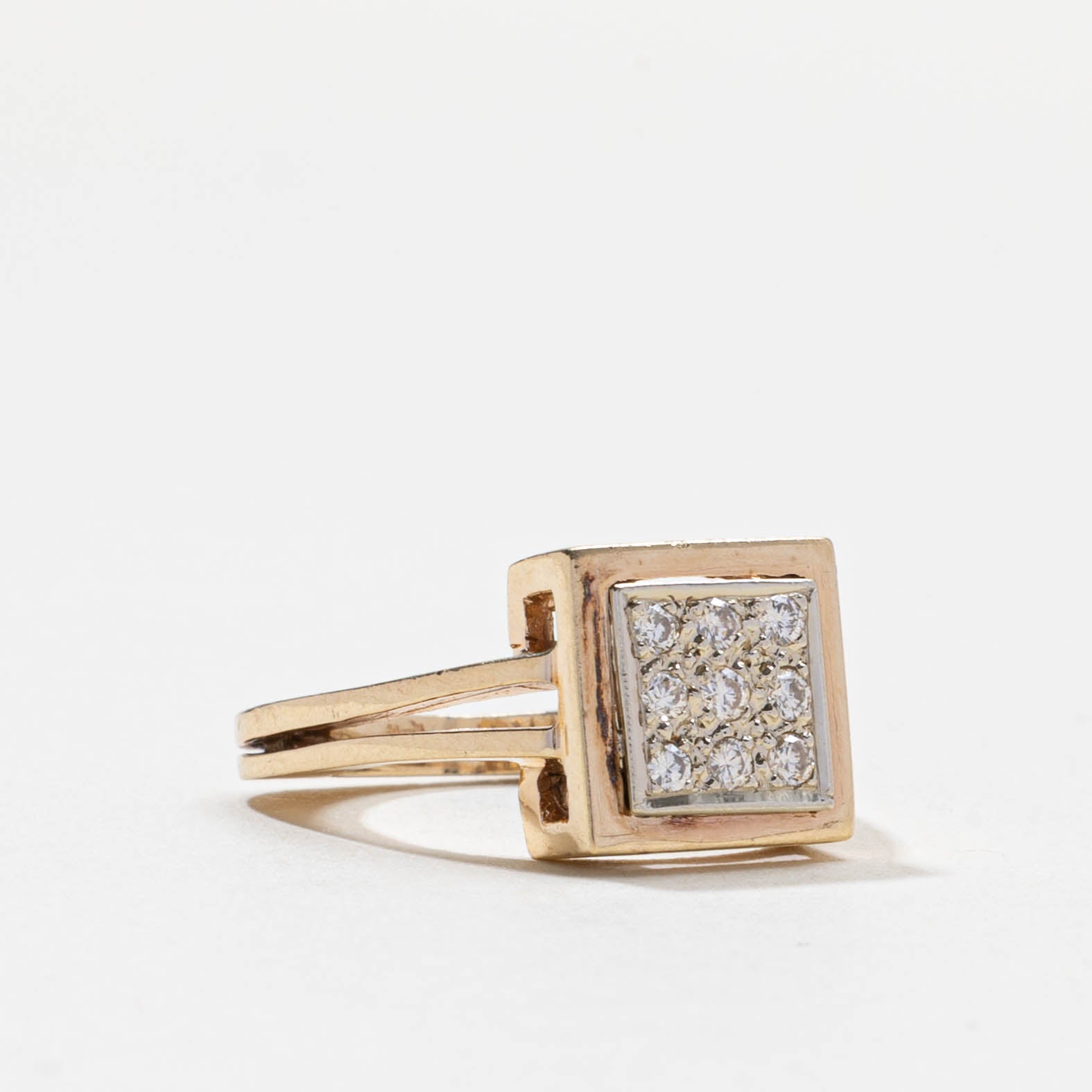Bague rétro à motif quadrillé en diamants | 0,23 ct | Taille 5,75
