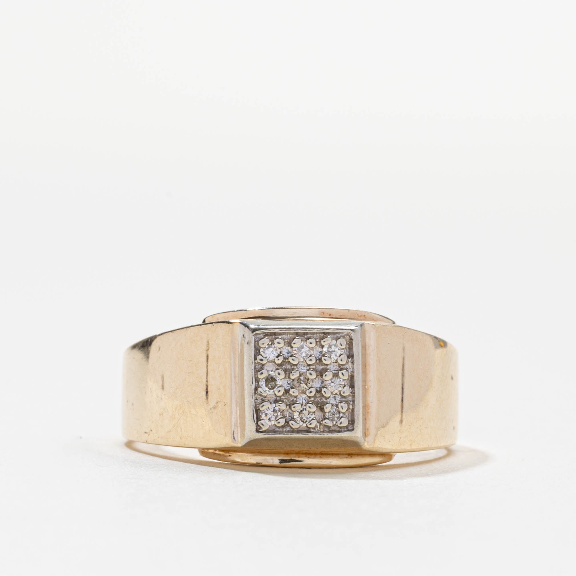 Diamond Square Grid Signet Ring | 0.09ctw | SZ 9.75