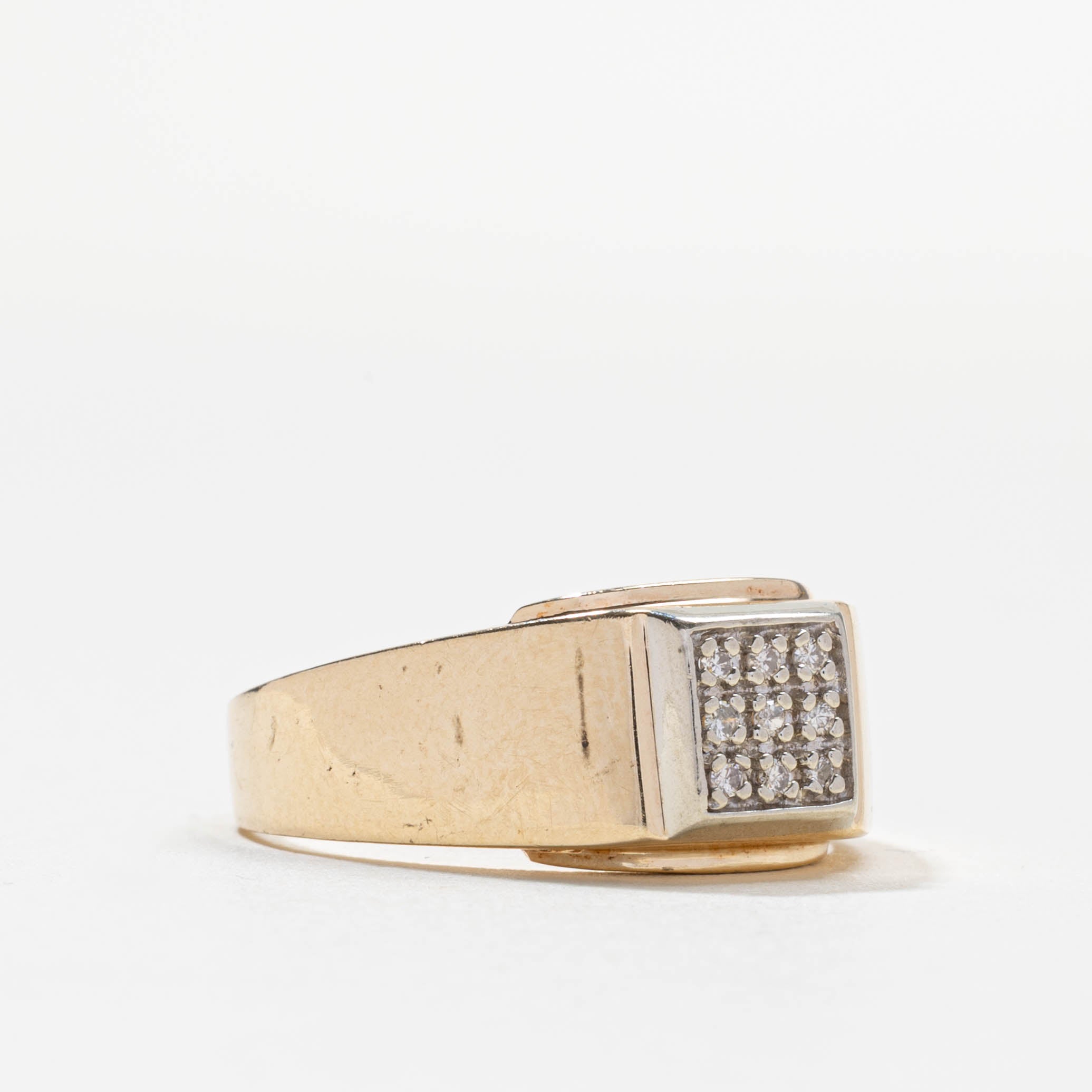 Diamond Square Grid Signet Ring | 0.09ctw | SZ 9.75