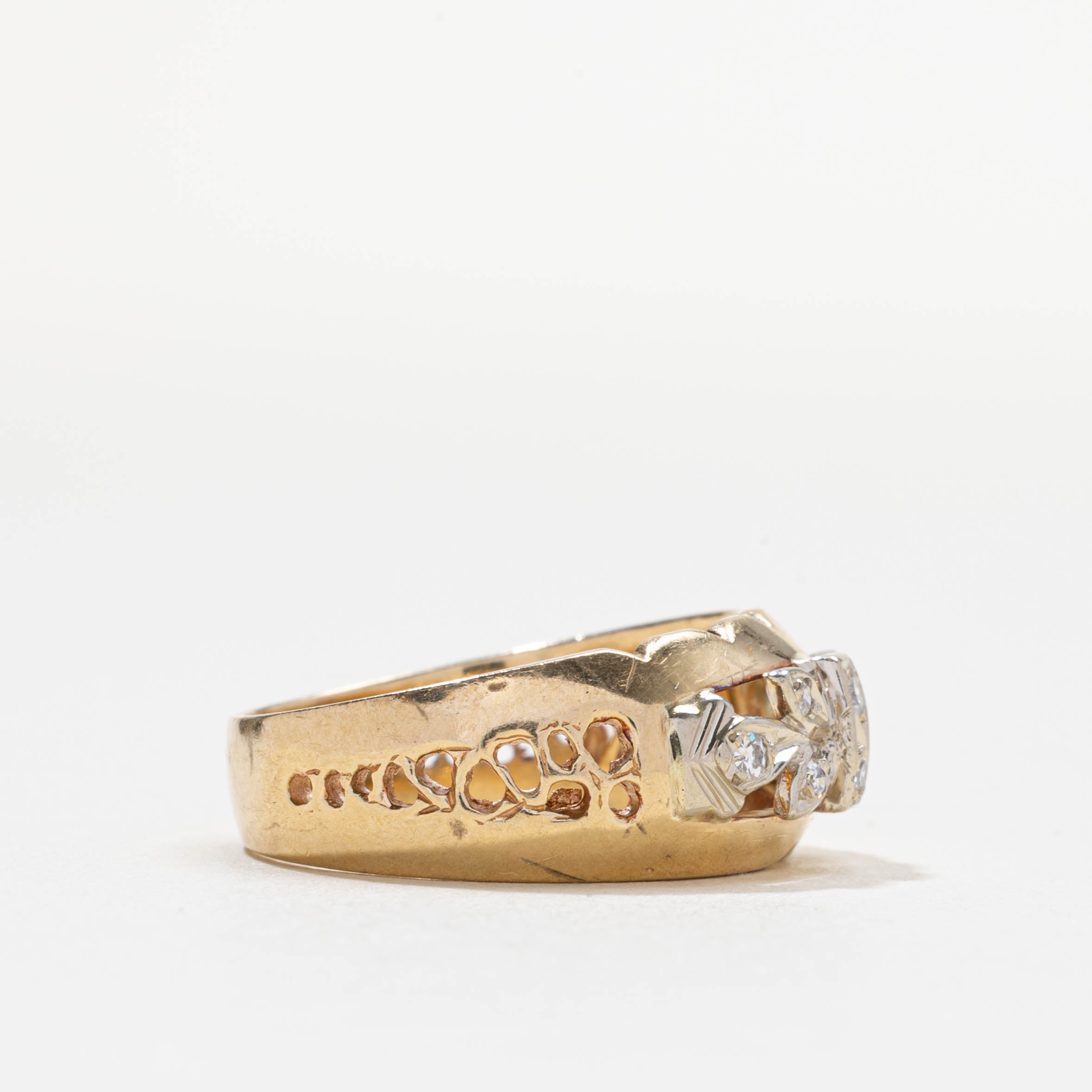 'Birks' Diamond Floral Cluster Openwork Ring | 0.11ctw | SZ 7.25