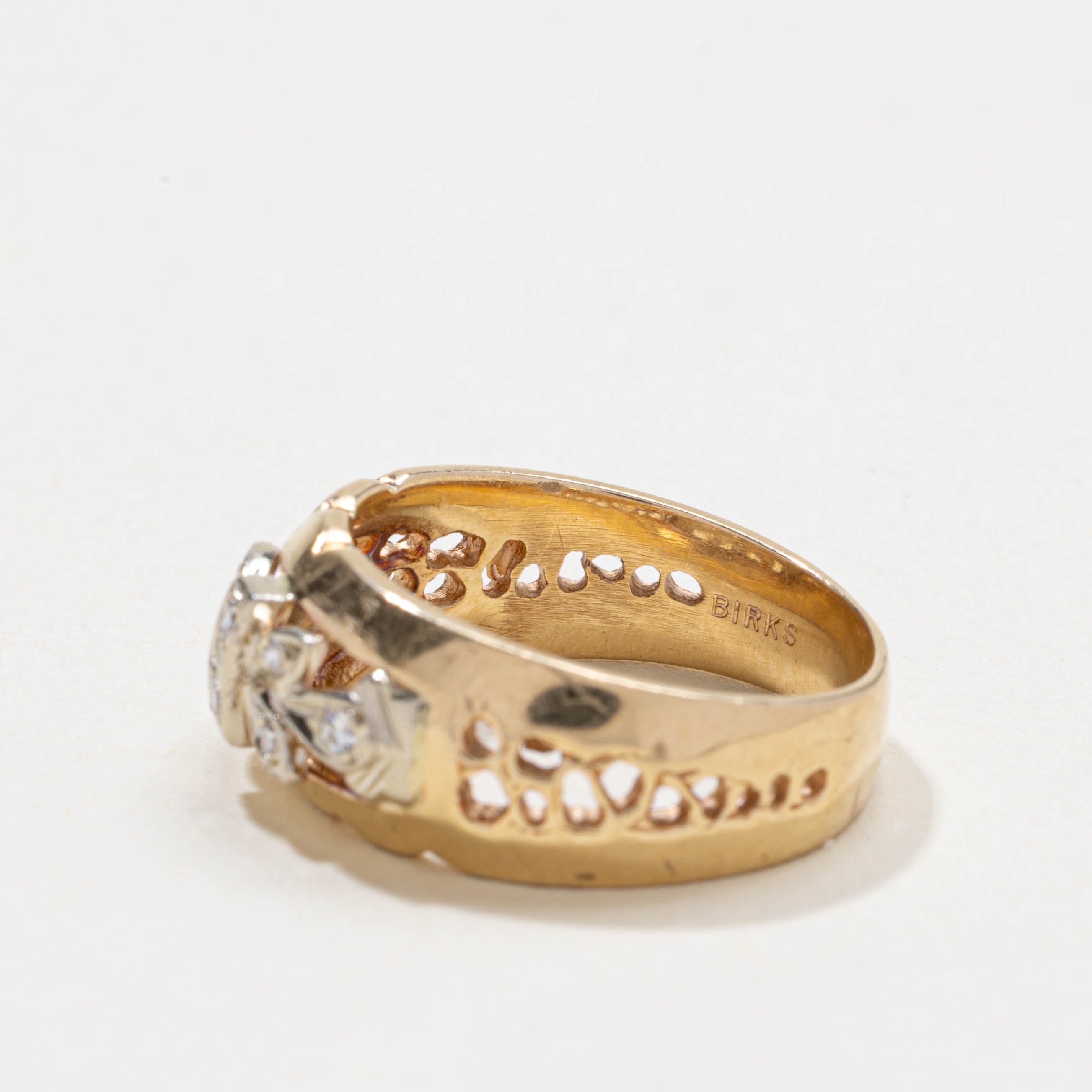 'Birks' Diamond Floral Cluster Openwork Ring | 0.11ctw | SZ 7.25