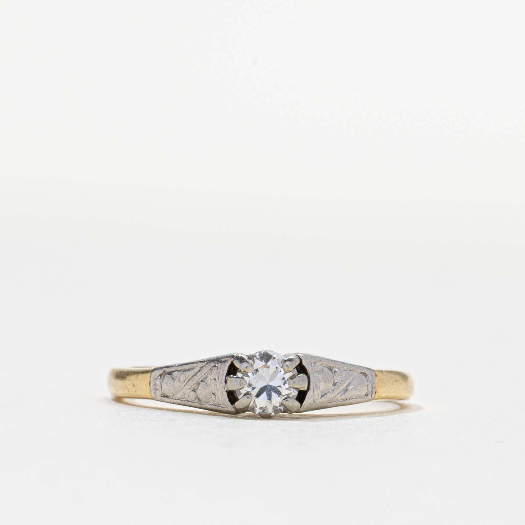 Bague en diamant taille transitionnelle Art Déco | 0,17 ct | Taille 5,0