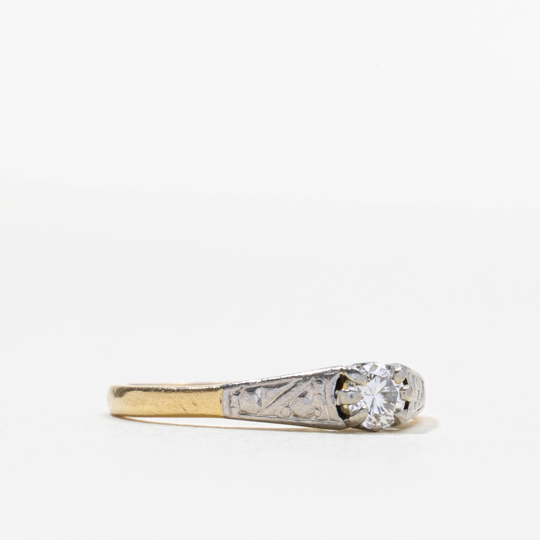 Bague en diamant taille transitionnelle Art Déco | 0,17 ct | Taille 5,0