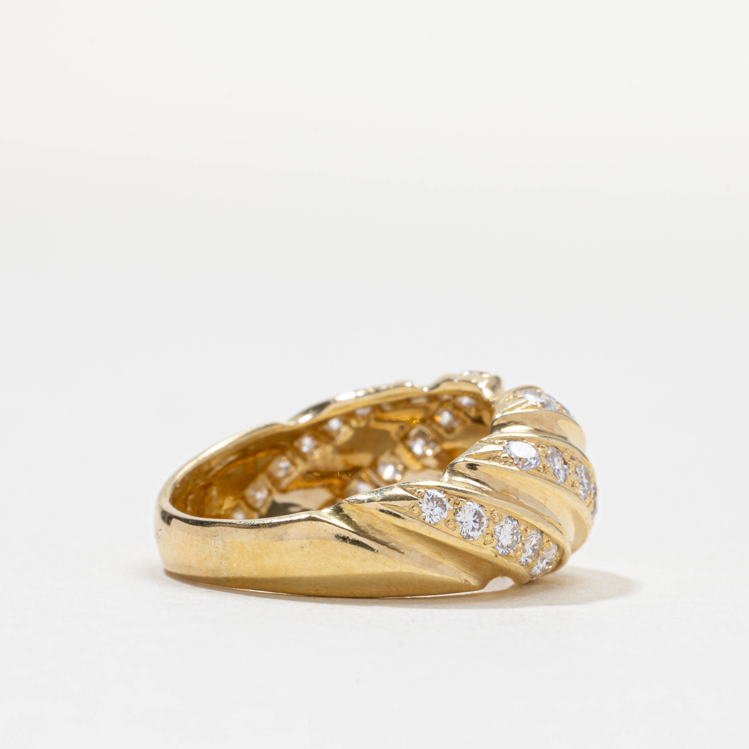Diamond Grooved Croissant Dome Ring | 1.5ctw | SZ 6.25