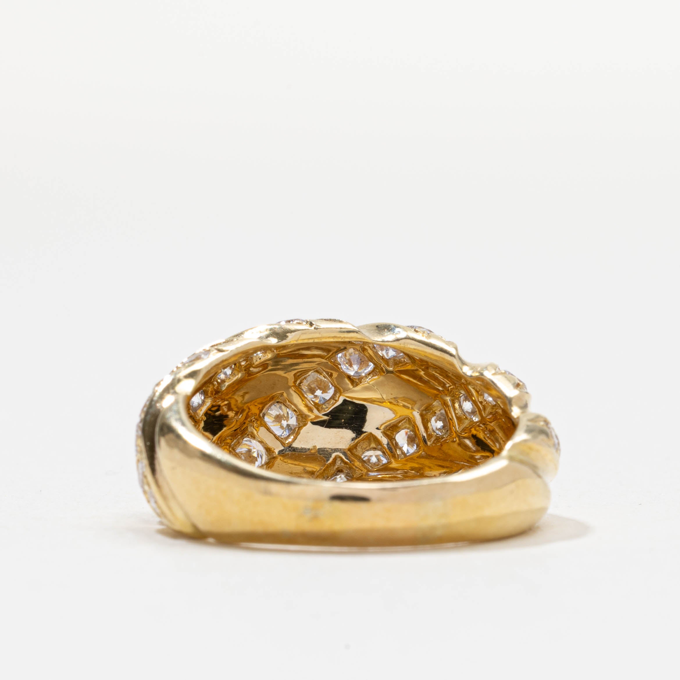 Diamond Grooved Croissant Dome Ring | 1.5ctw | SZ 6.25