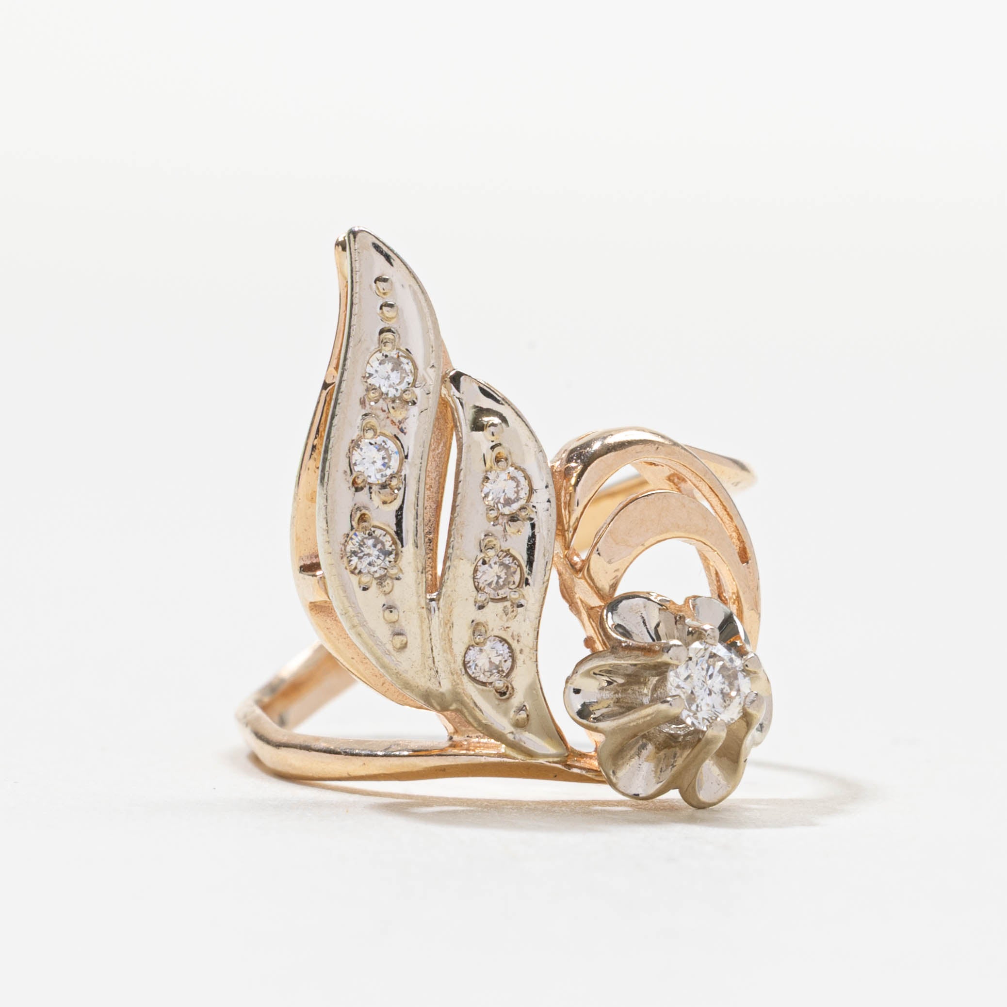 1991 Kiev Diamond Floral Design Ring | 0.15ctw | SZ 5.75