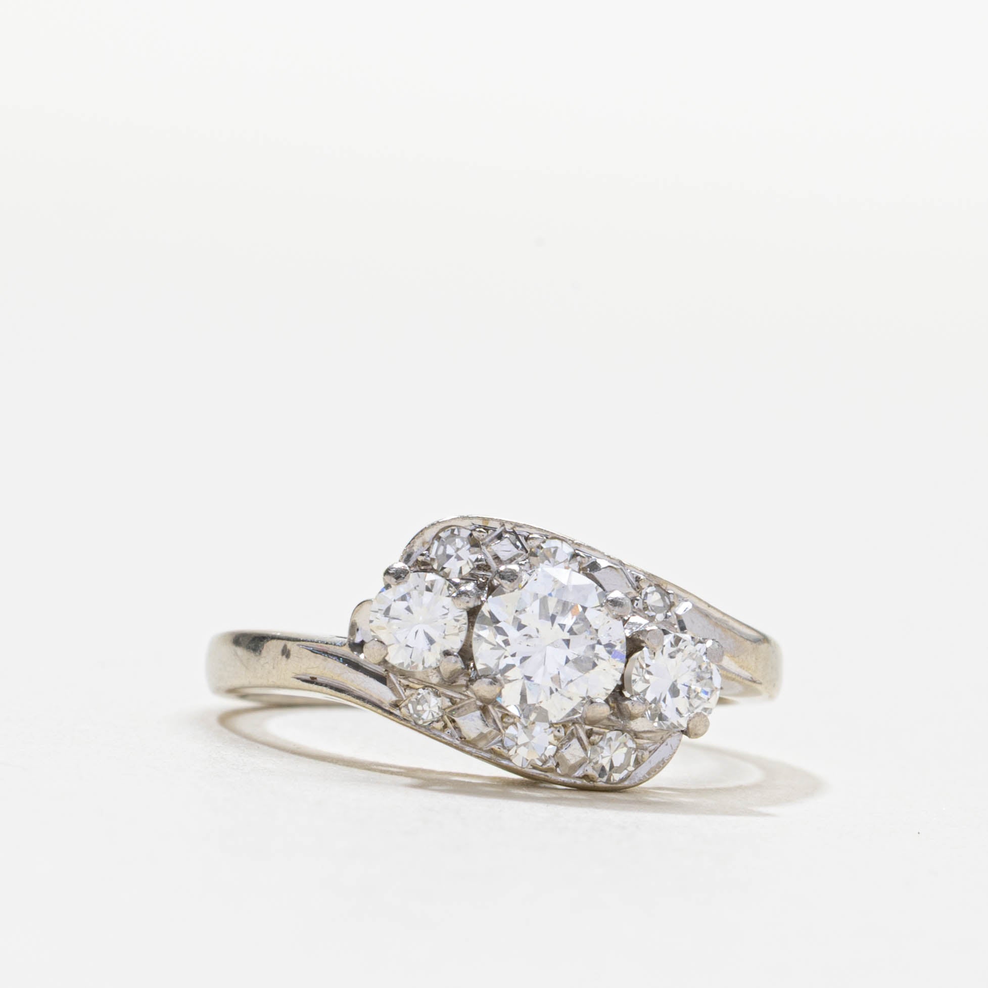 Three Stone Transitional Cut Diamond Ring | 0.48ct SI2 F, 0.36ctw | SZ 6.25