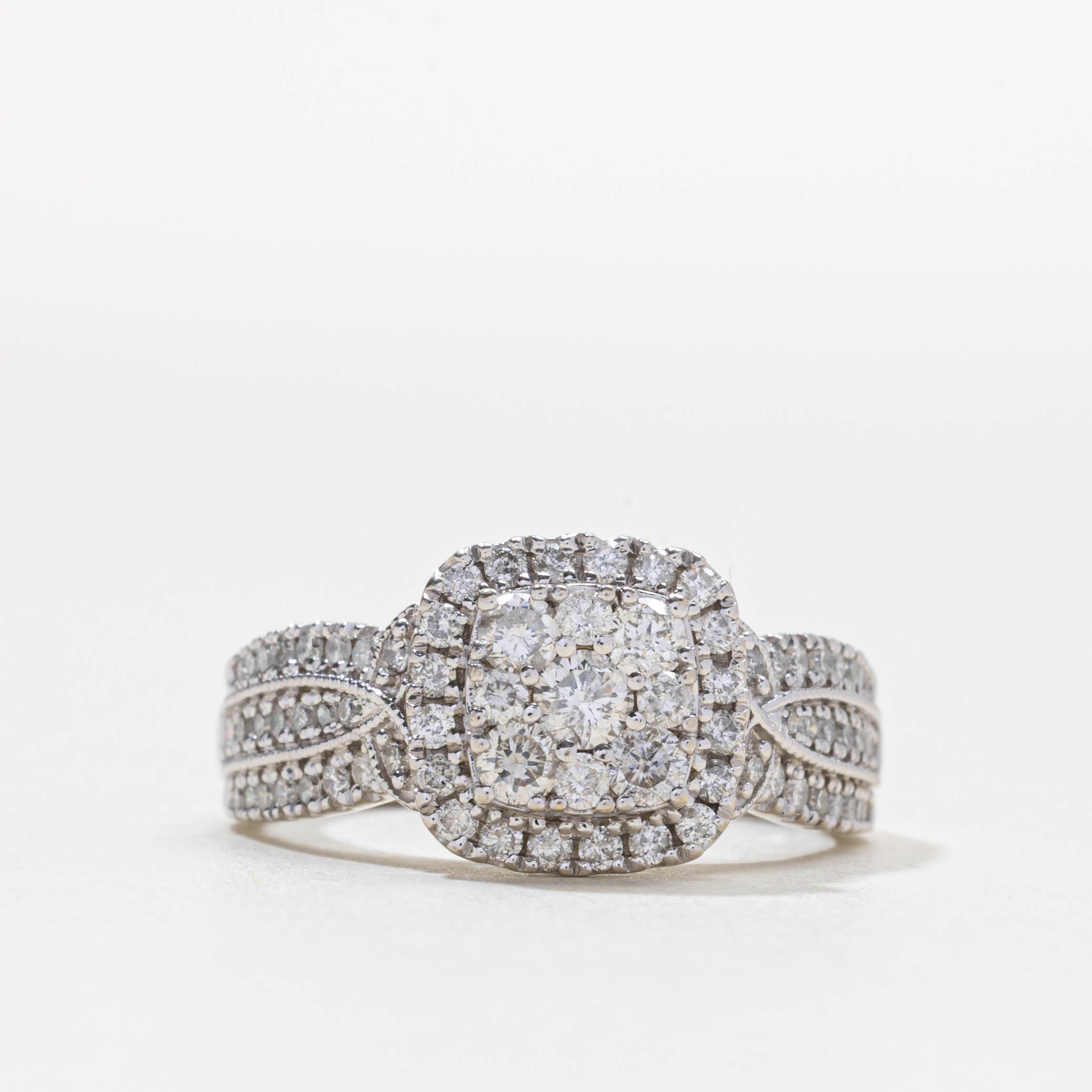 Diamond Cluster Halo Accented Ring | 1.0ctw | SZ 7.25