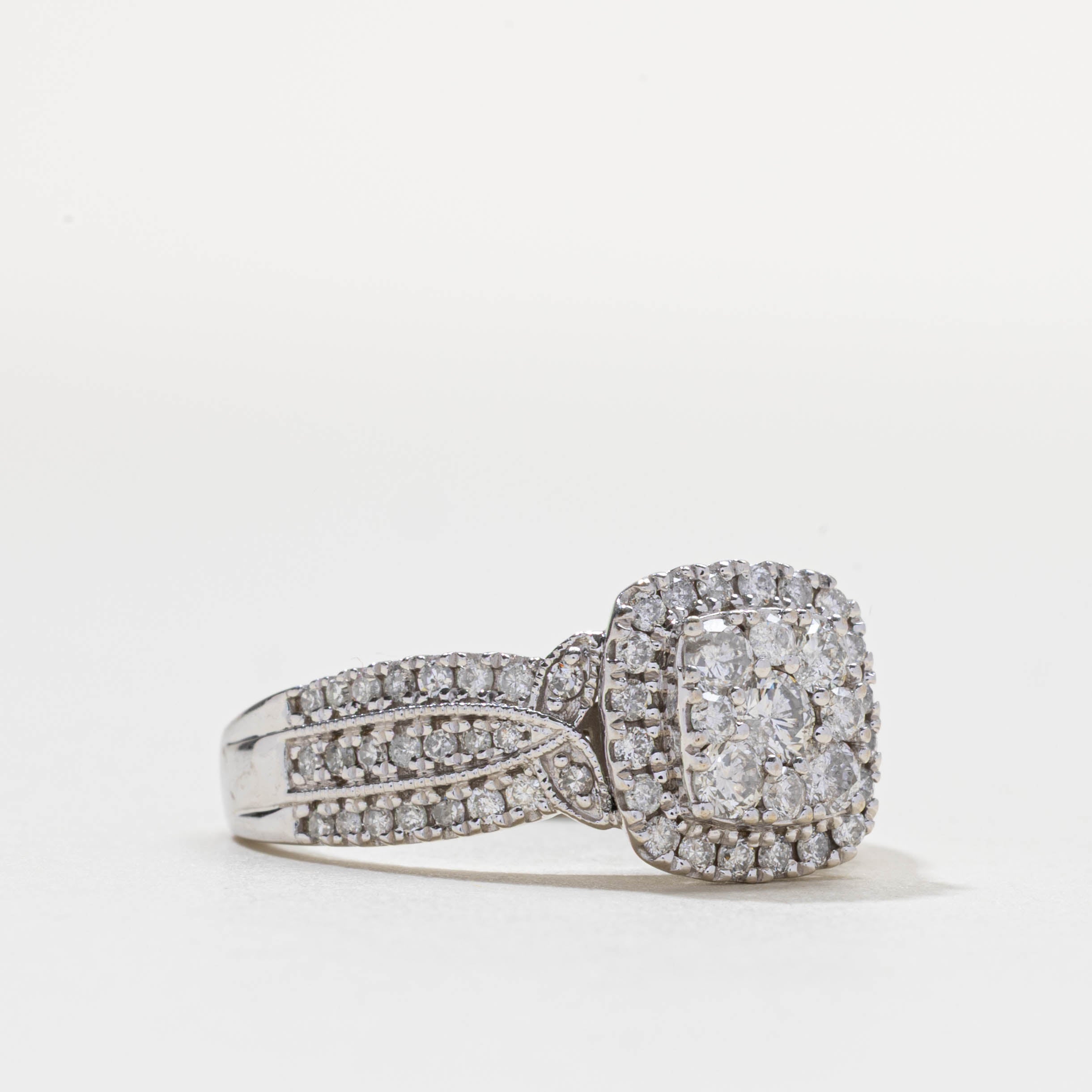 Diamond Cluster Halo Accented Ring | 1.0ctw | SZ 7.25