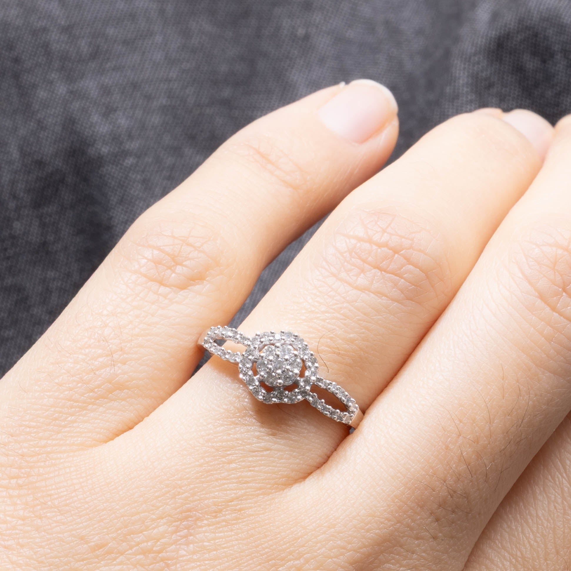 Diamond Floral Cluster Open Shank Ring | 0.22ctw | SZ 7.0