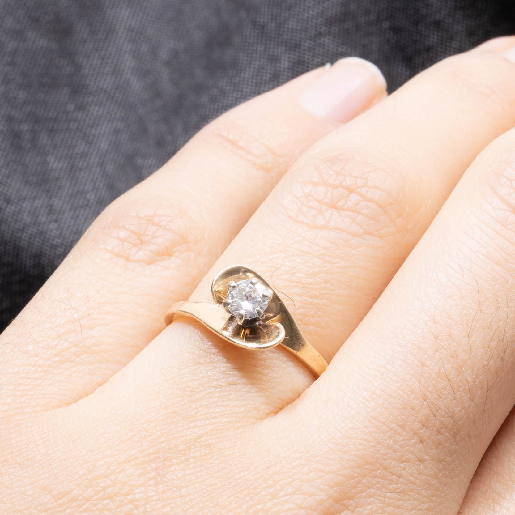 Bague solitaire rétro en diamant | Taille 6,25