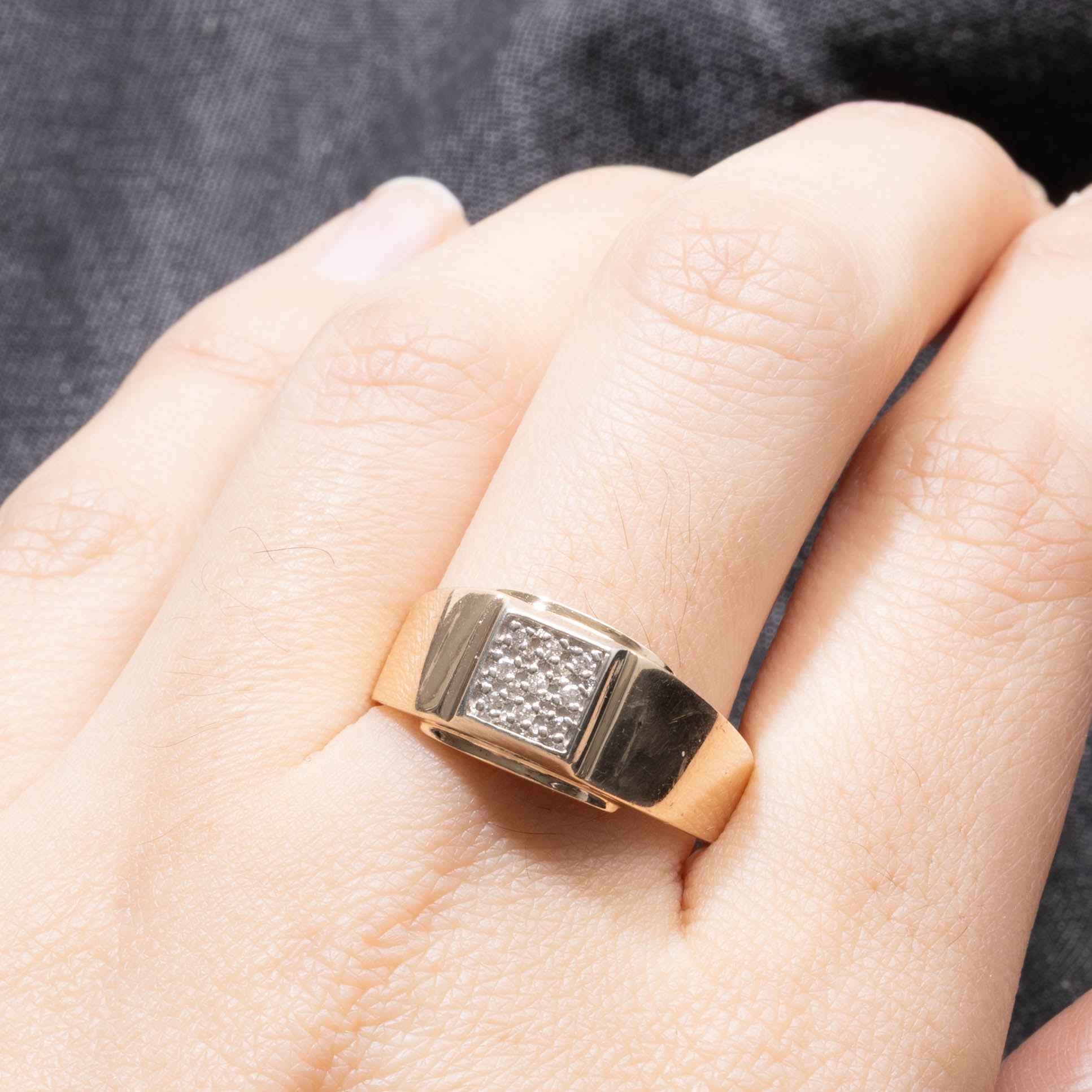 Diamond Square Grid Signet Ring | 0.09ctw | SZ 9.75
