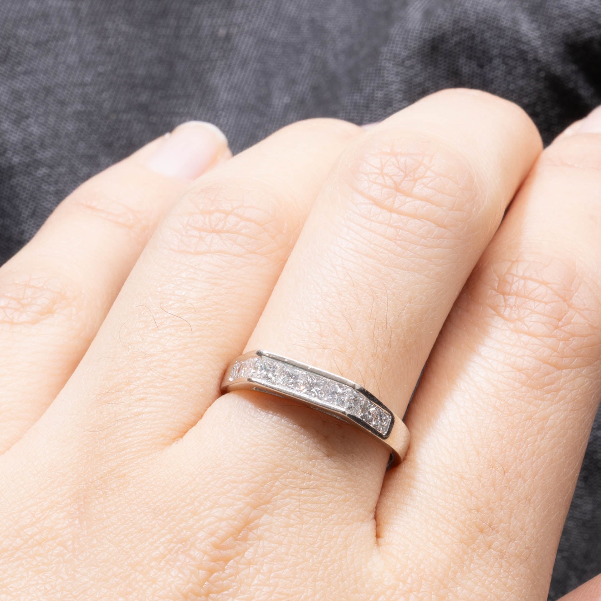 Princess Cut Semi Eternity Diamond Angled Band | 0.7ctw | 3.80mm | SZ 8.0