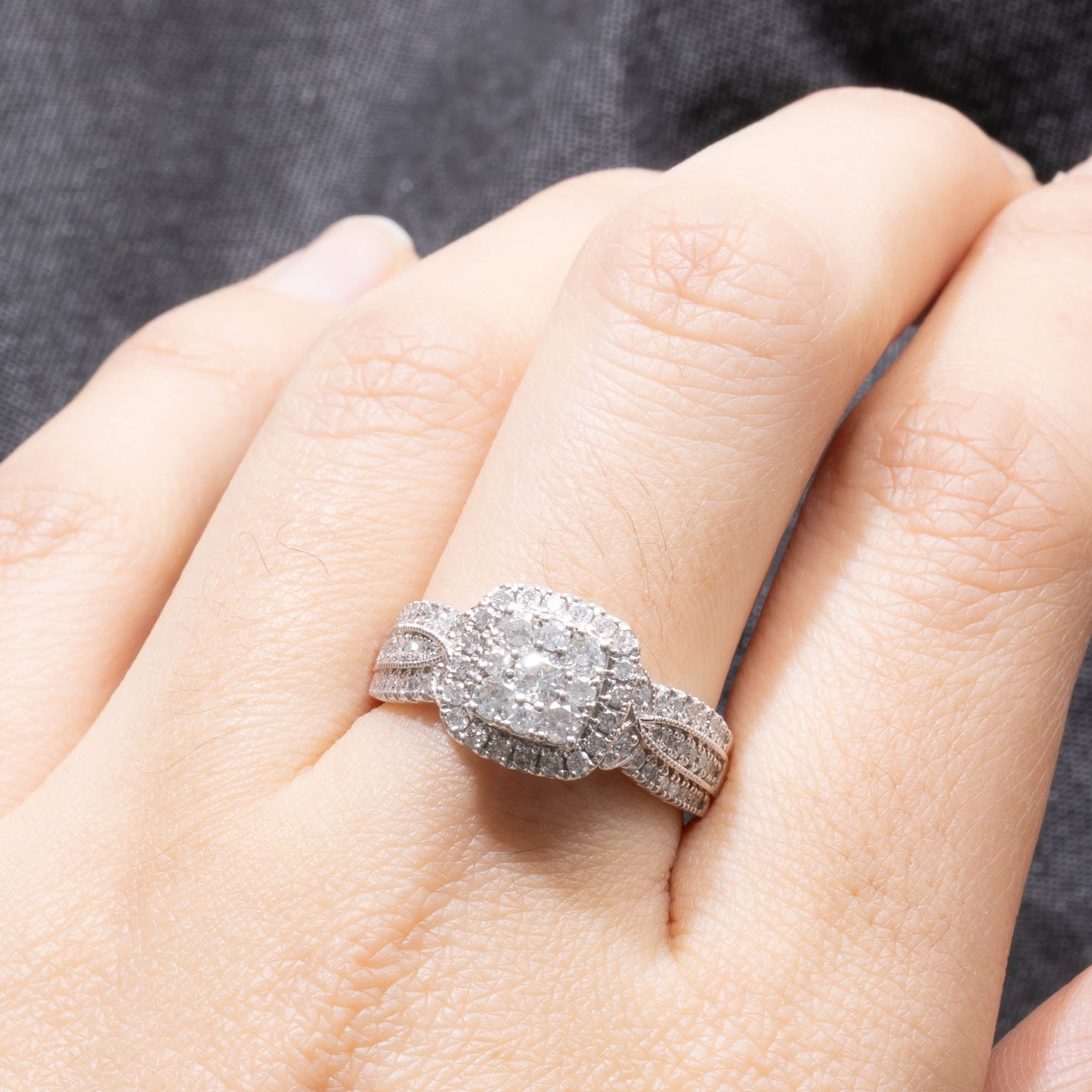 Diamond Cluster Halo Accented Ring | 1.0ctw | SZ 7.25