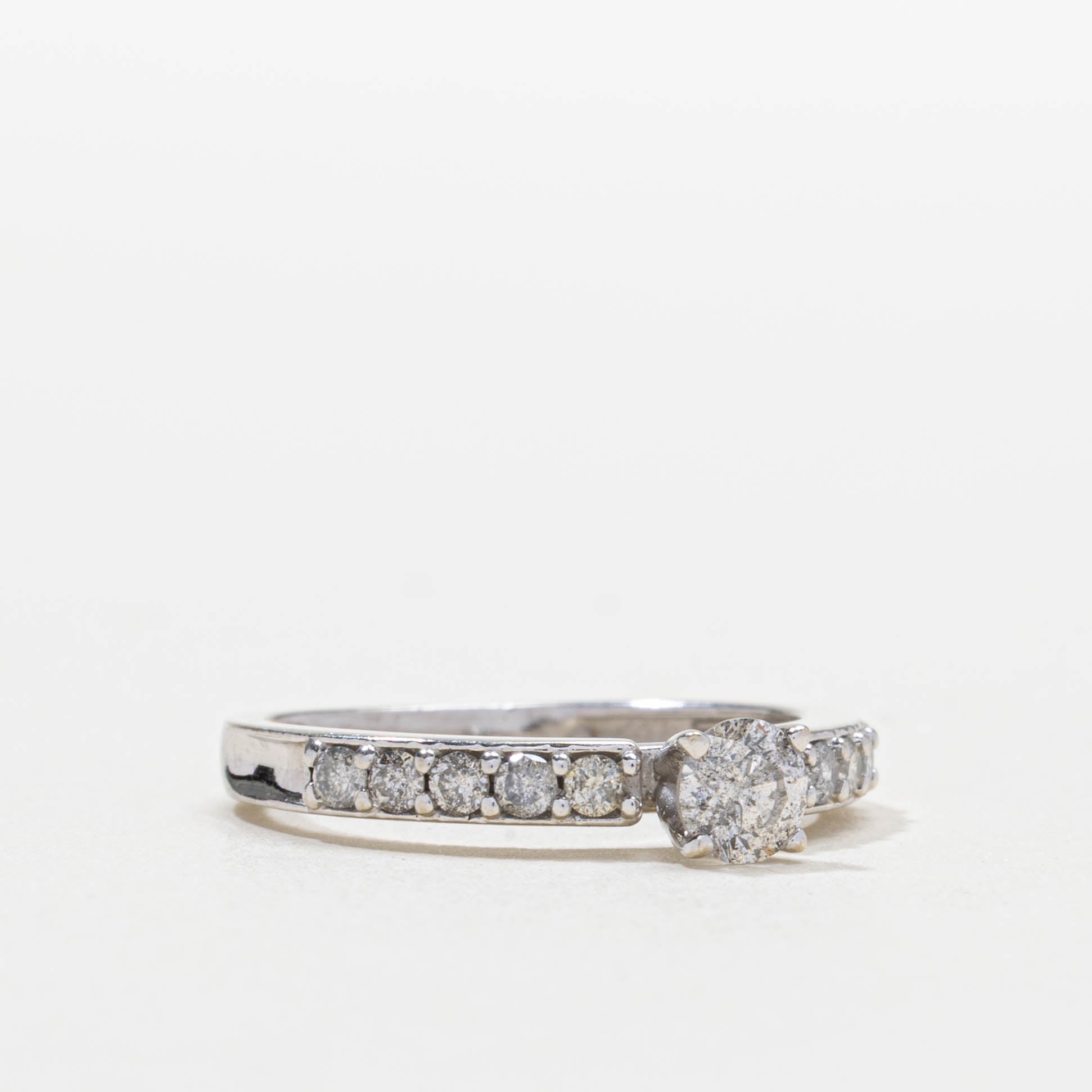 Round Brilliant Cut Diamond Accented Ring | 0.28ct I2 J, 0.25ctw | SZ 5.5