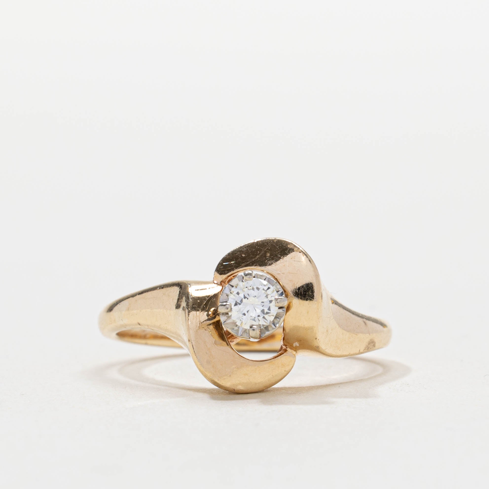 Bague solitaire rétro en diamant | 0,13 ct | Taille 6,25