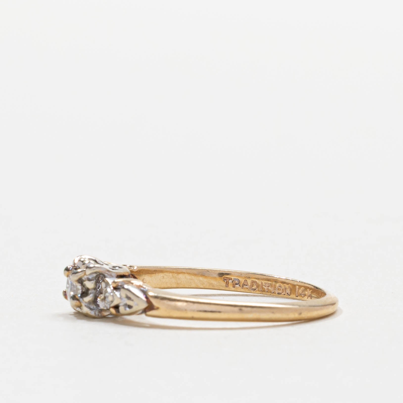 Bague florale en diamant | 0,1 ct | Taille 6,75