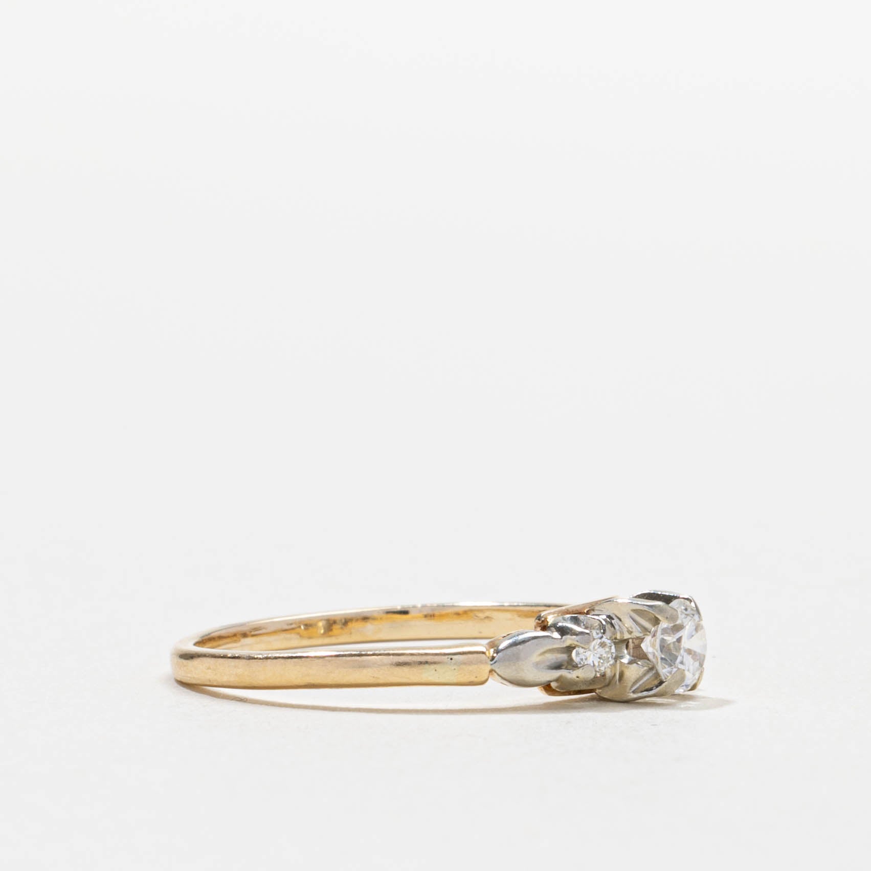Two Tone Gold Three Stone Diamond Ring | 0.31ctw | SZ 7.5