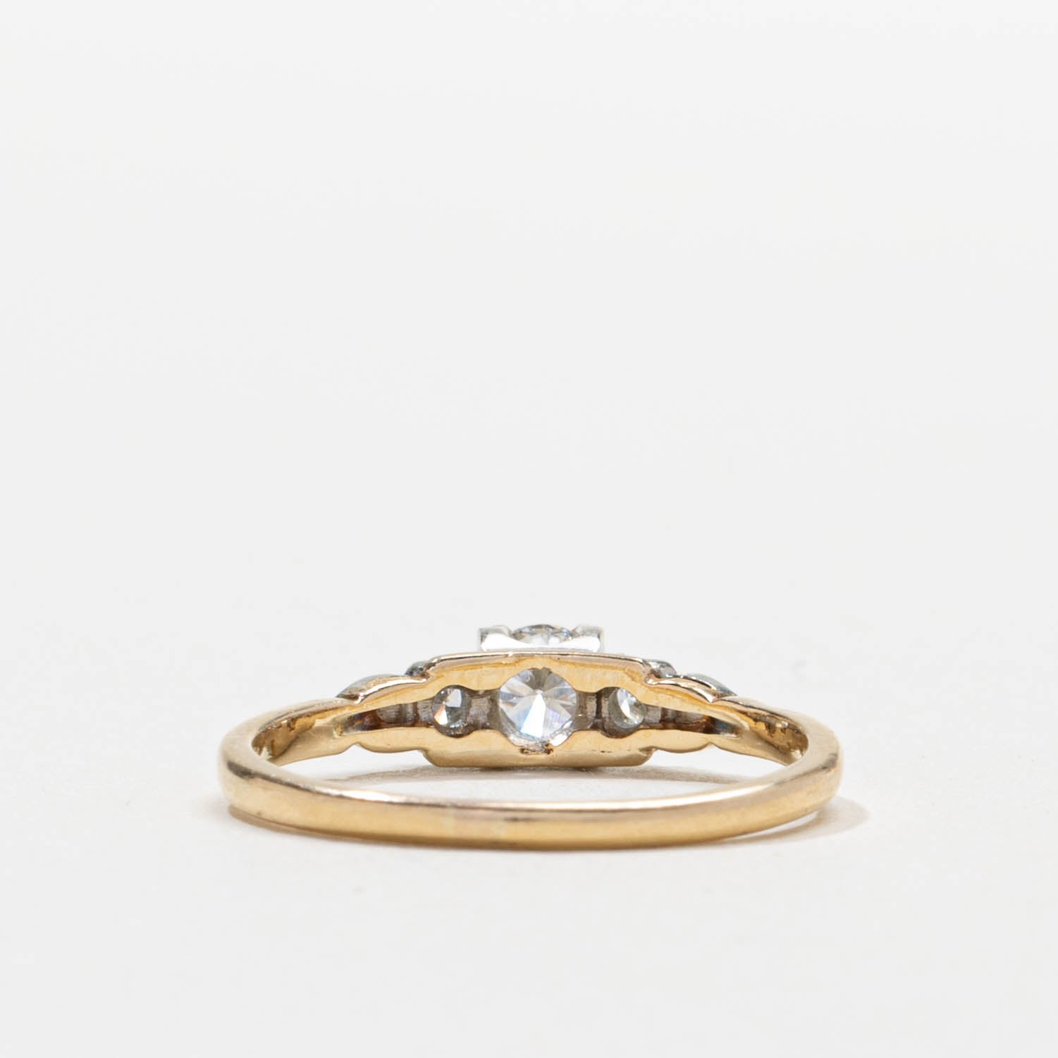 Two Tone Gold Three Stone Diamond Ring | 0.31ctw | SZ 7.5