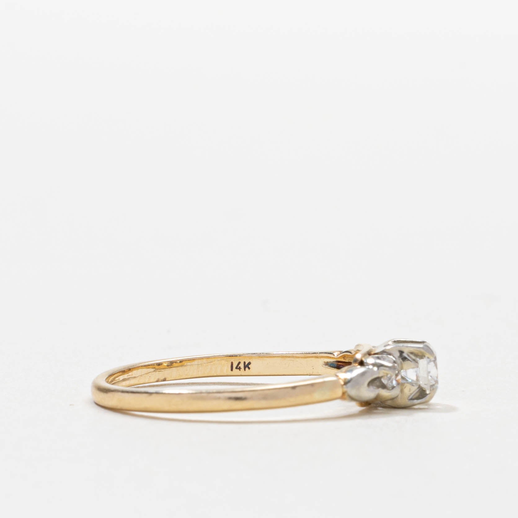 Two Tone Gold Three Stone Diamond Ring | 0.31ctw | SZ 7.5