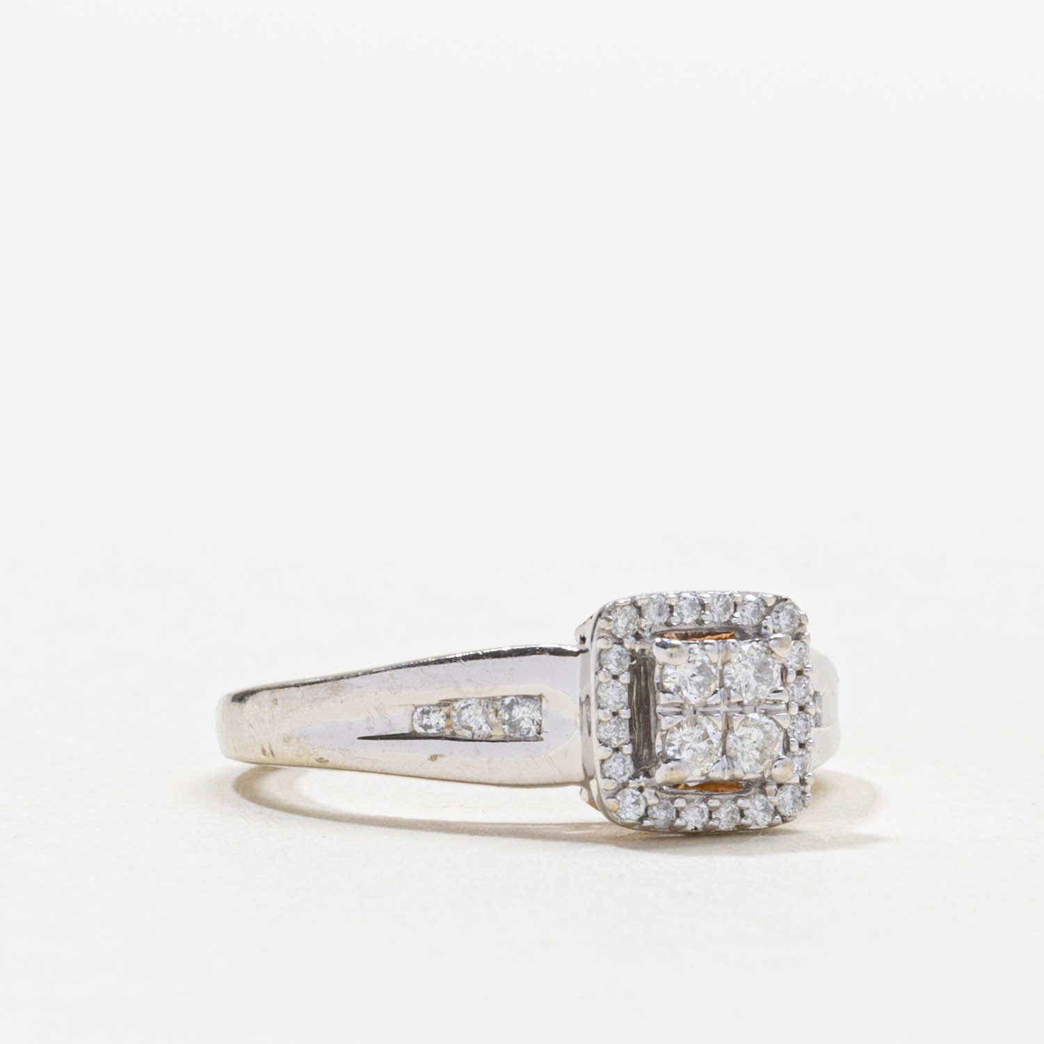 Diamond Square Cluster Halo Ring | 0.3ctw | SZ 4.25
