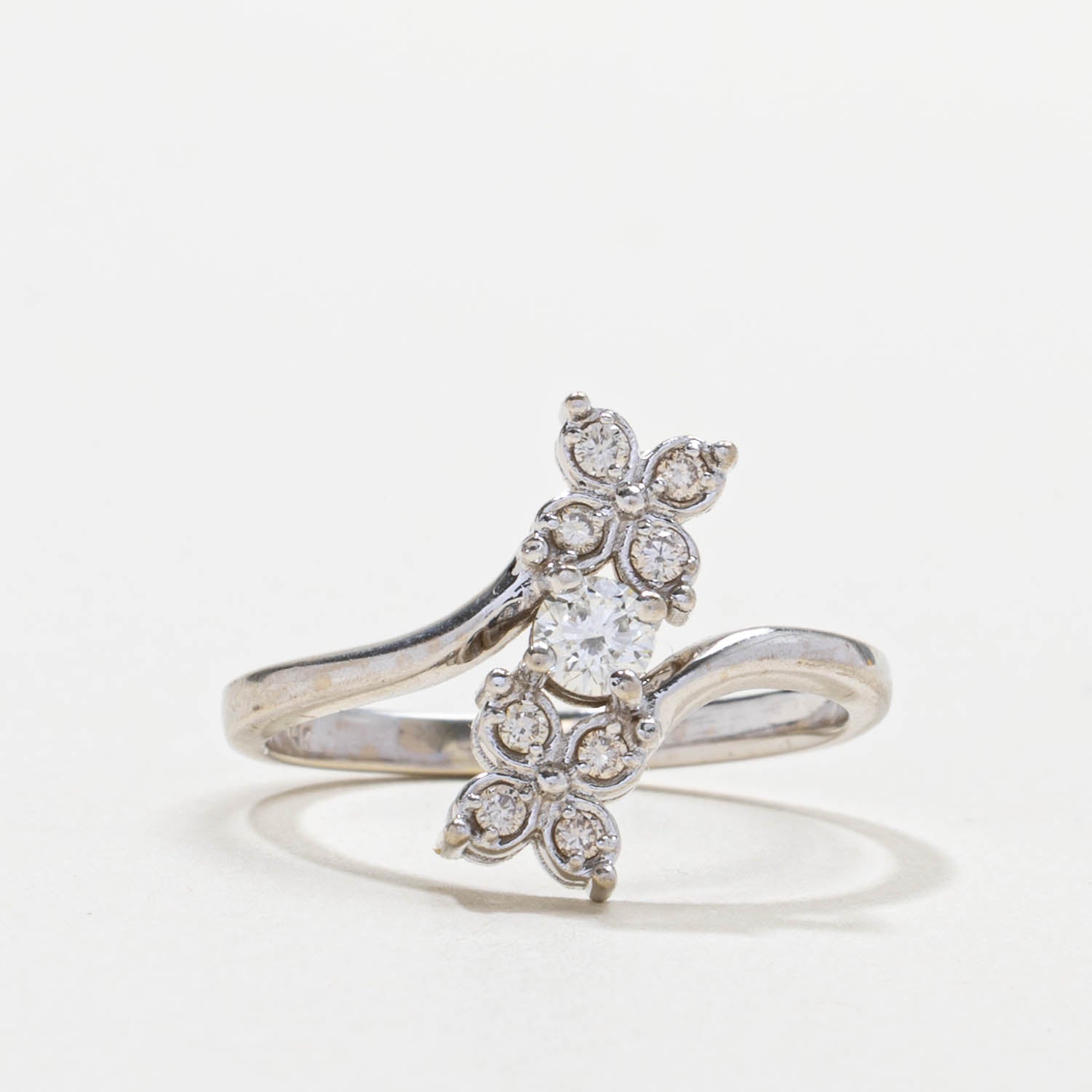 Diamond Floral Cluster Bypass Ring | 0.12ct | SZ 8.75