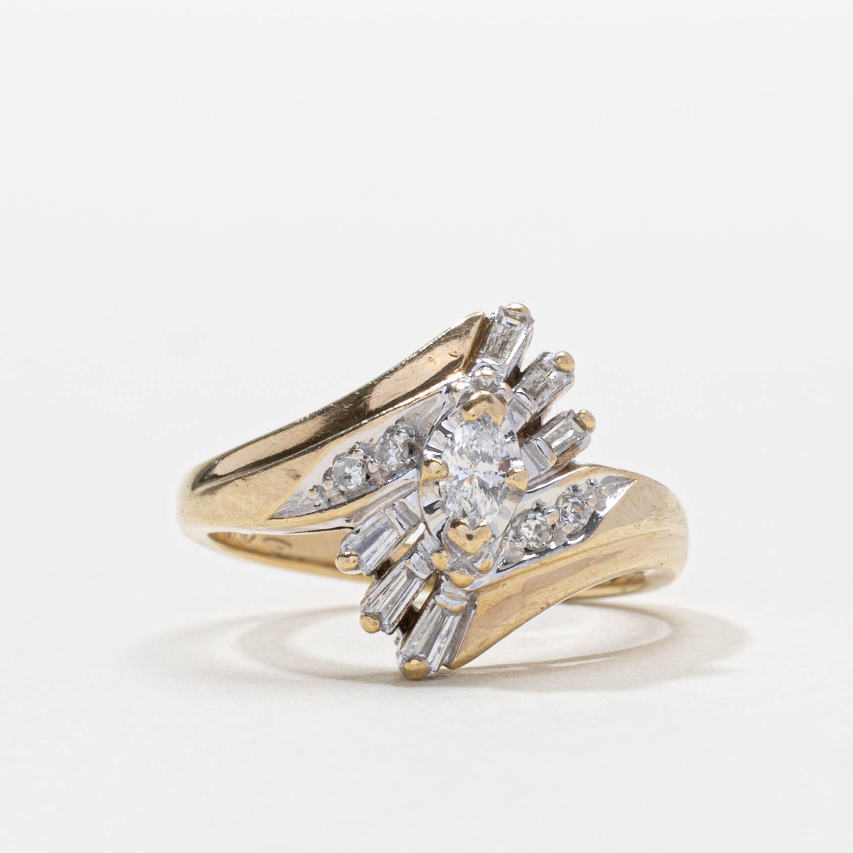 Mixed Cut Diamond Cluster Bypass Ring | 0.25ctw | SZ 4.5