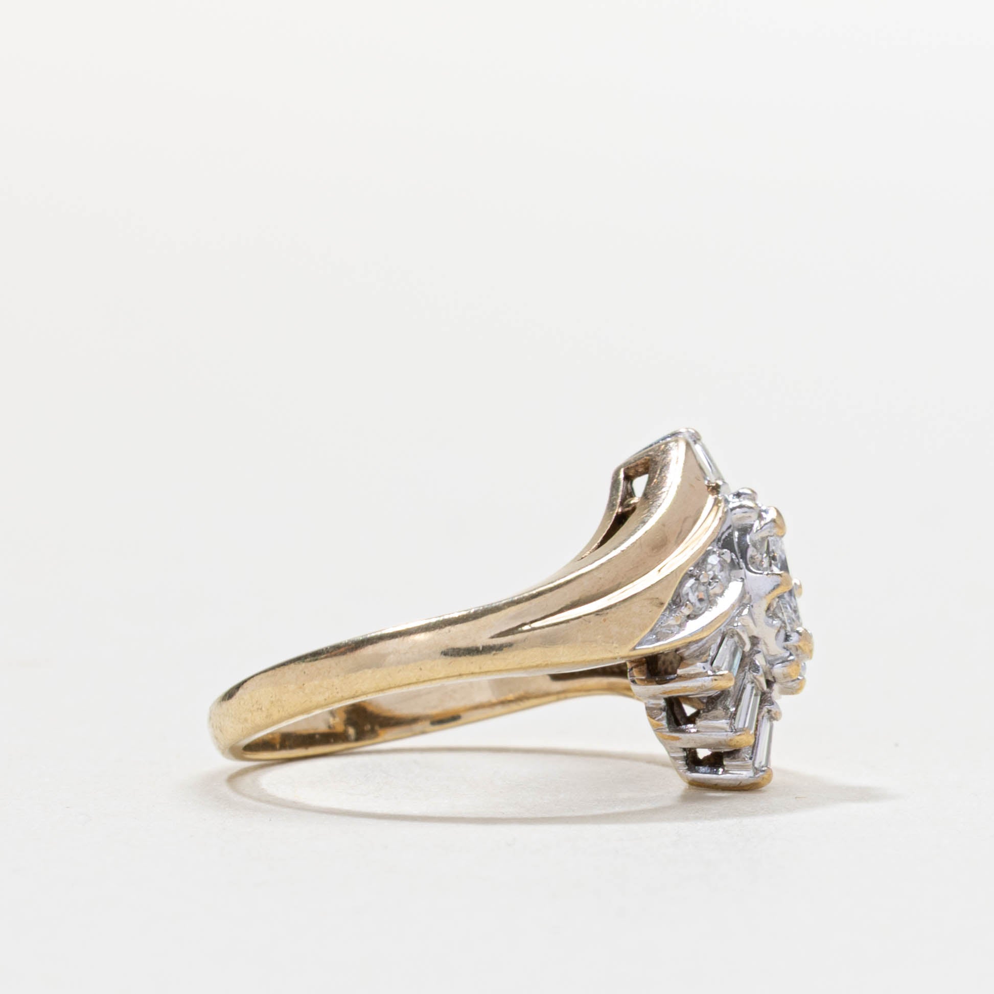 Mixed Cut Diamond Cluster Bypass Ring | 0.25ctw | SZ 4.5