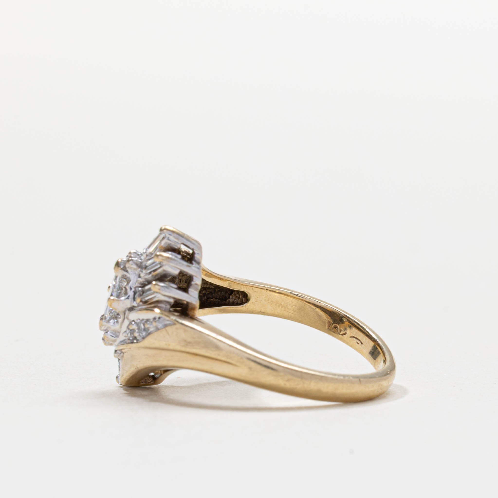 Mixed Cut Diamond Cluster Bypass Ring | 0.25ctw | SZ 4.5