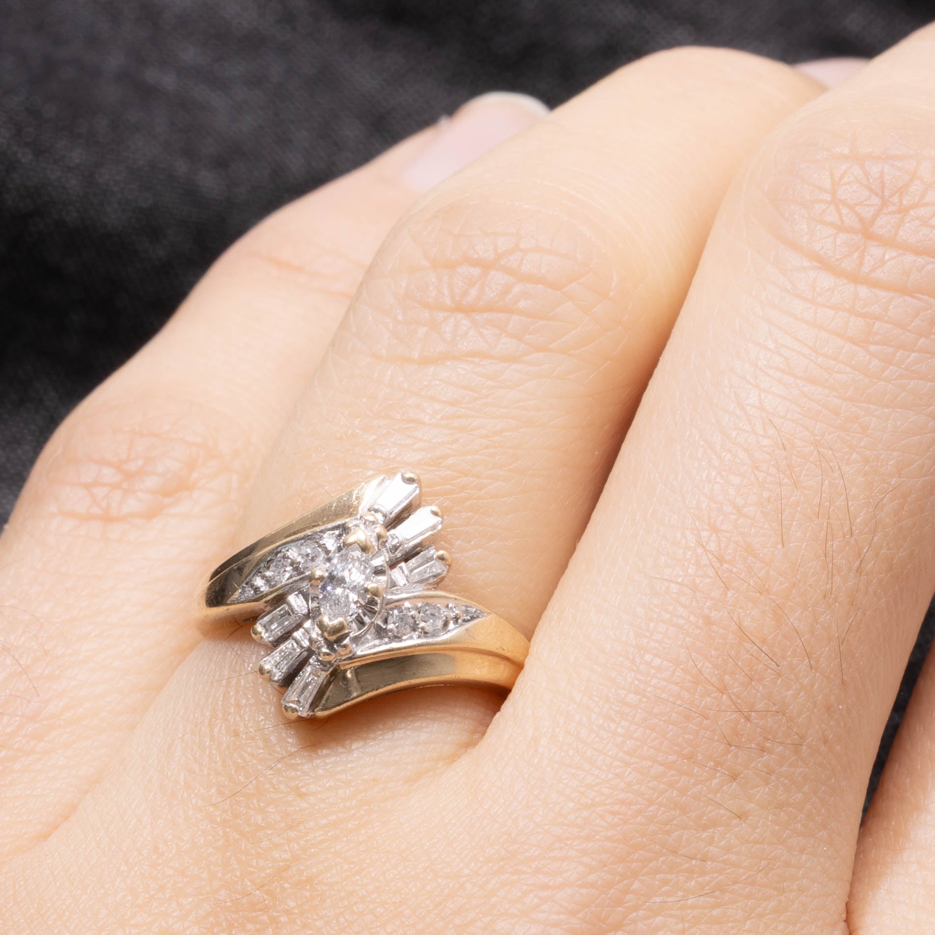 Mixed Cut Diamond Cluster Bypass Ring | 0.25ctw | SZ 4.5