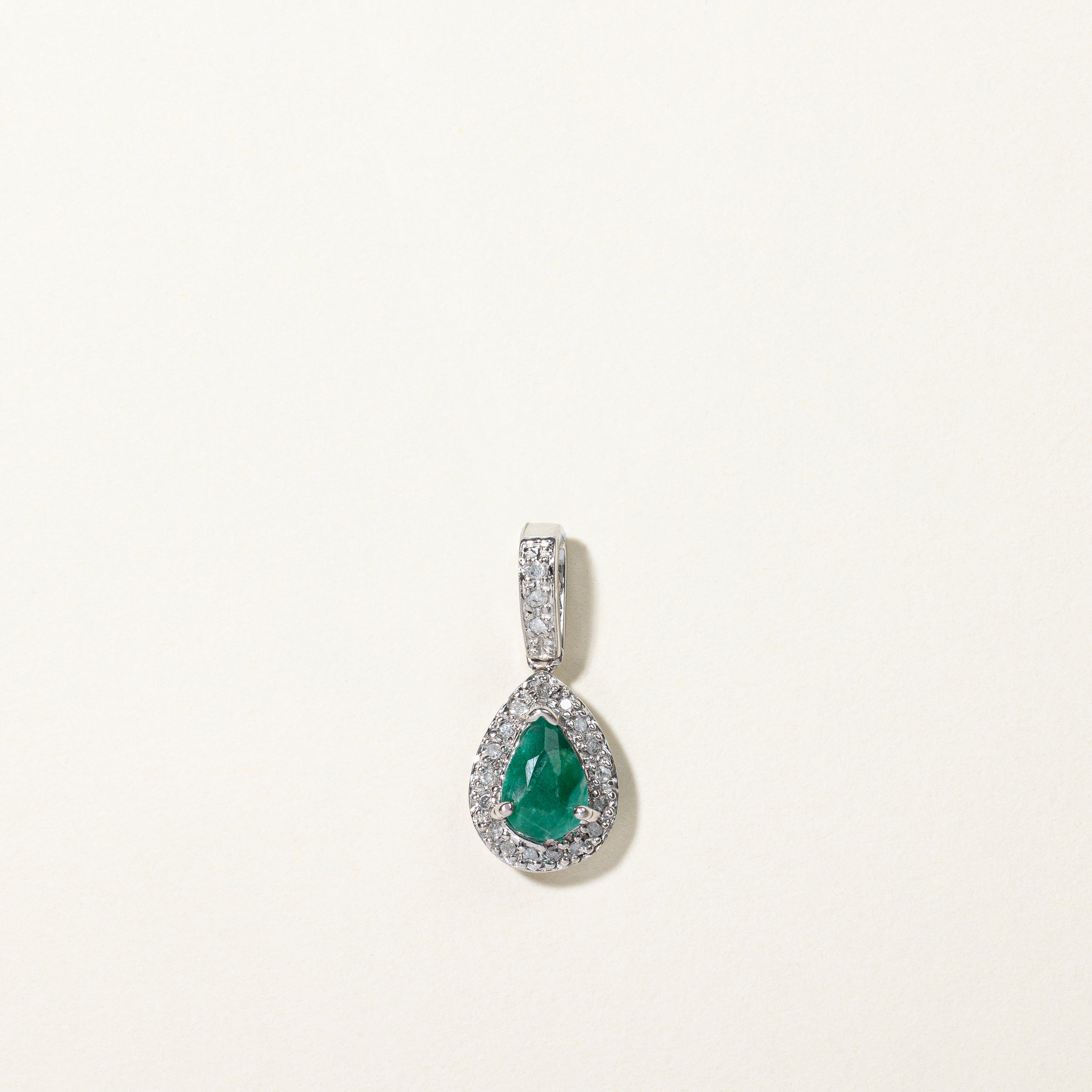 Emerald & Diamond Drop Pendant | 0.65ct, 0.06ctw |