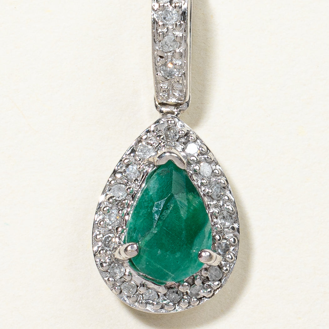Emerald & Diamond Drop Pendant | 0.65ct, 0.06ctw |