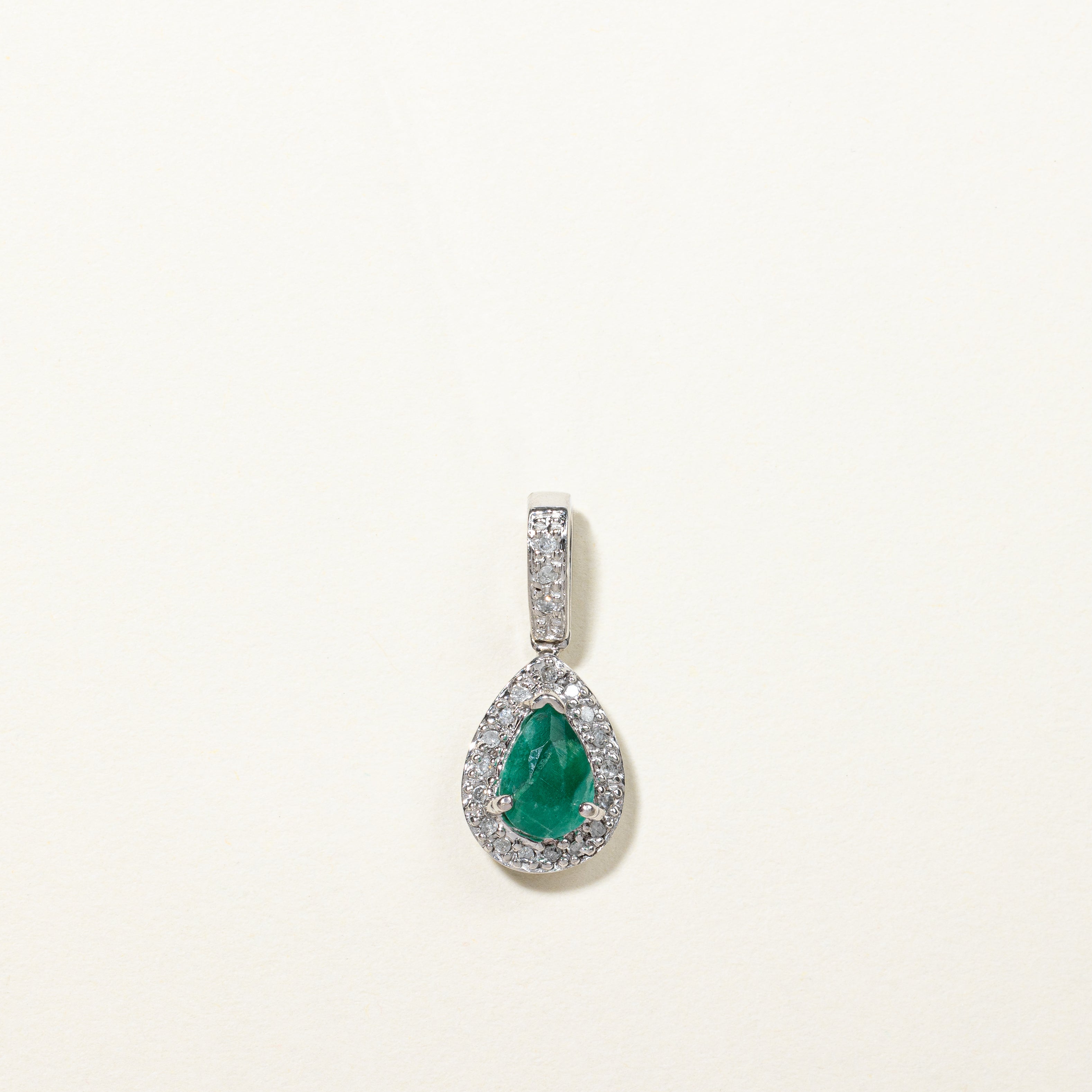 Emerald & Diamond Drop Pendant | 0.65ct, 0.06ctw |