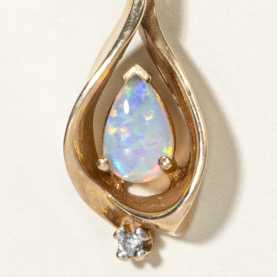 Opal & Diamond Drop Pendant | 0.45ct, 0.02ct |